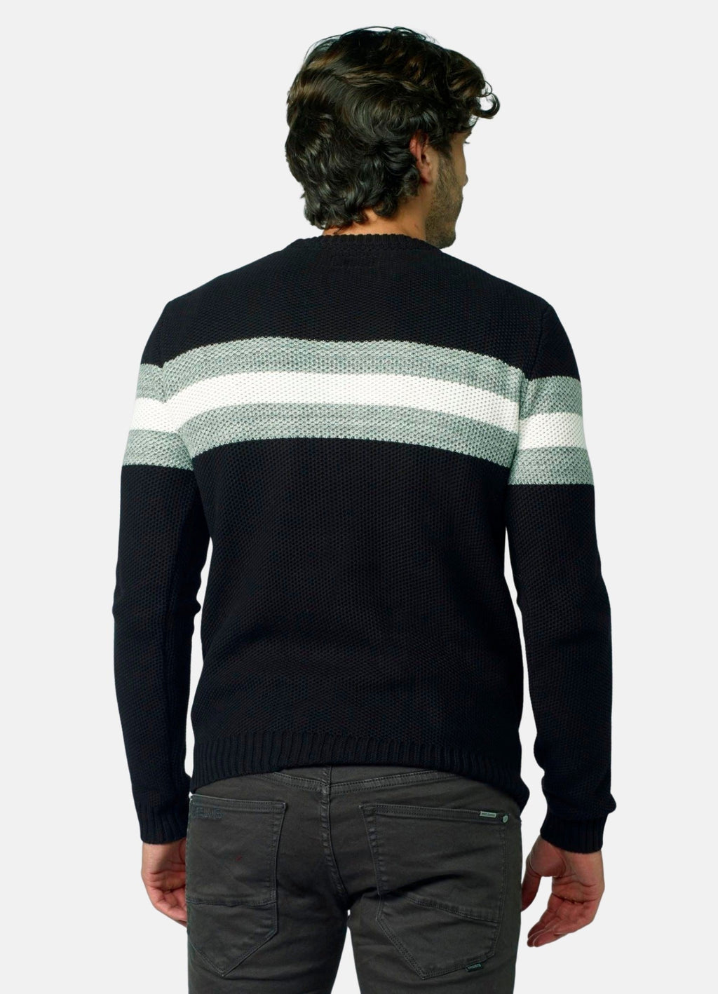 Jersey Hombre Punto de Abeja Rayas a Contraste – Koroshi 2021TR15