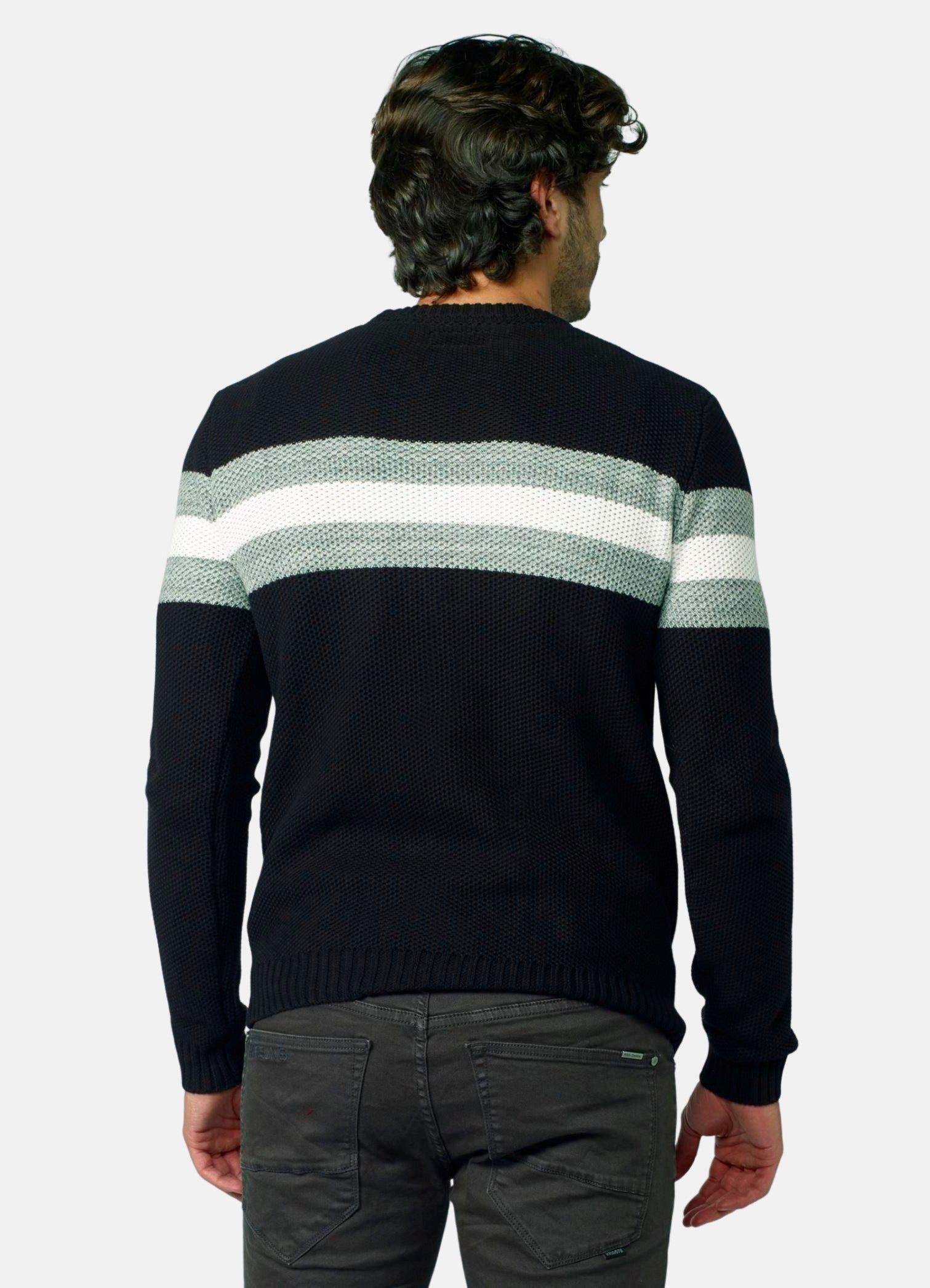 Jersey Hombre Punto de Abeja Rayas a Contraste – Koroshi 2021TR15