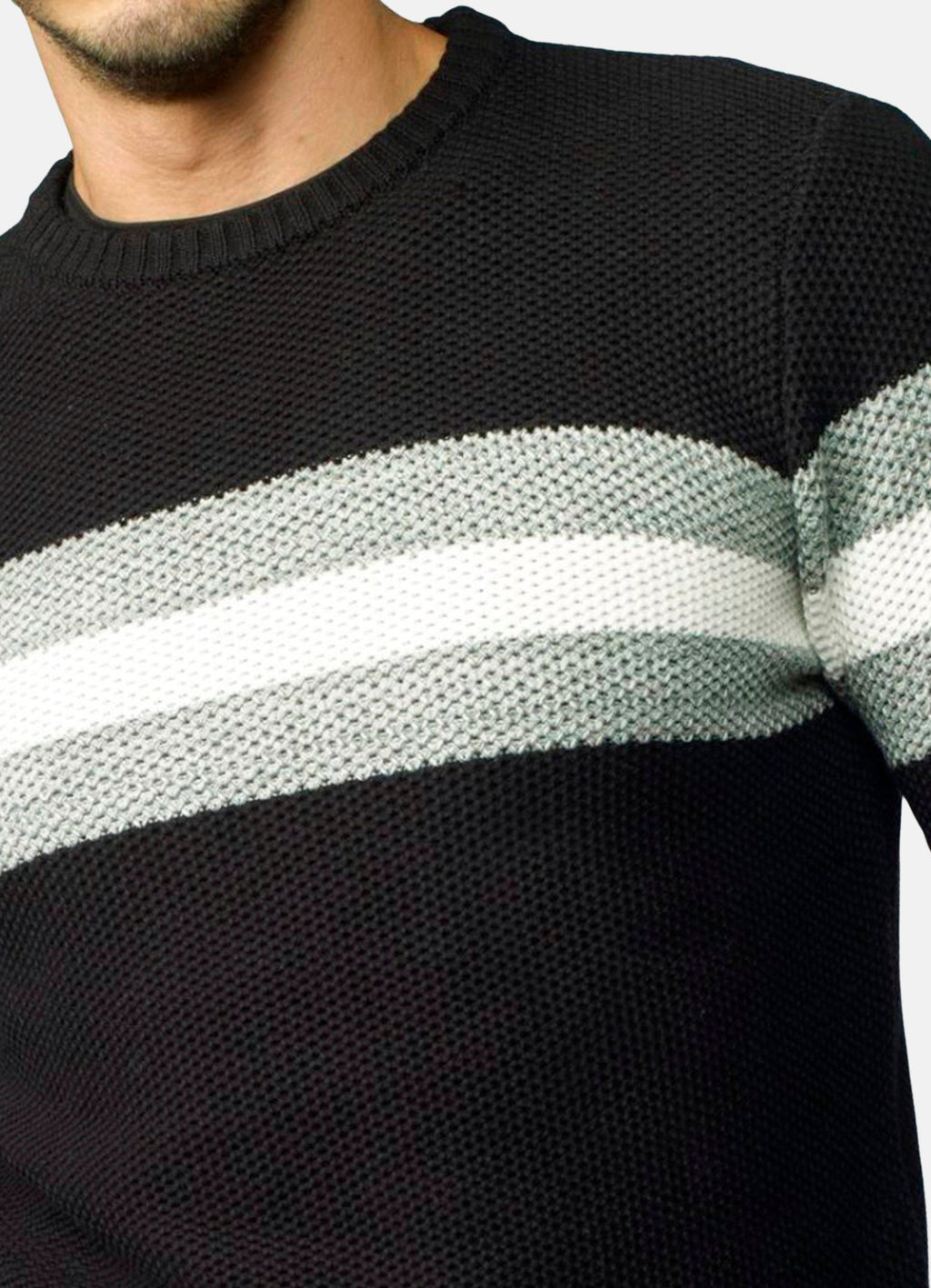 Jersey Hombre Punto de Abeja Rayas a Contraste – Koroshi 2021TR15