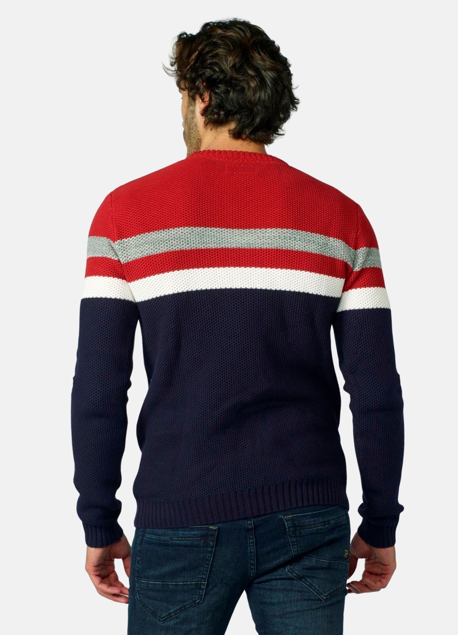 Jersey Hombre Punto de Abeja Rayas a Contraste – Koroshi 2021TR15