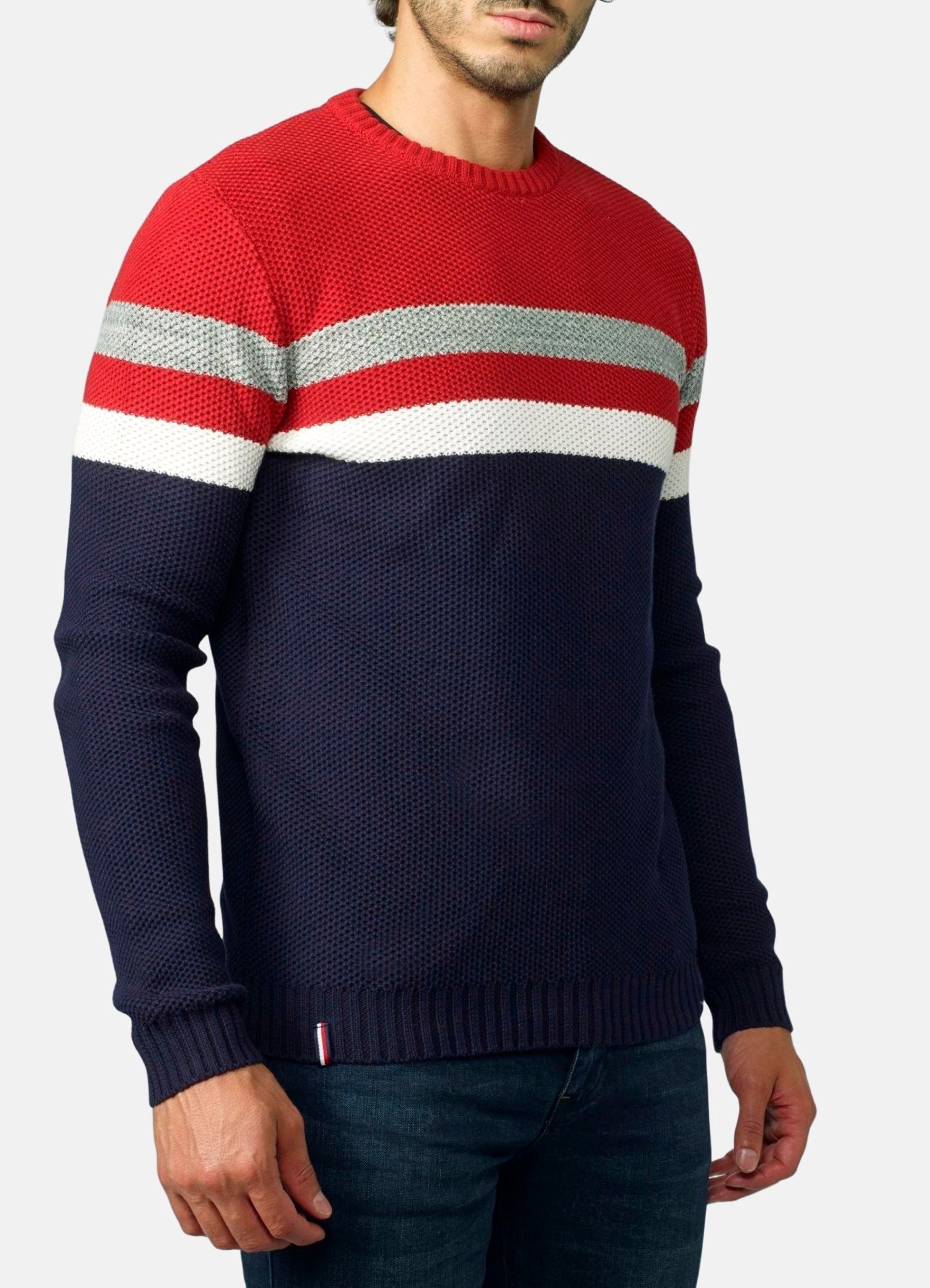 Jersey Hombre Punto de Abeja Rayas a Contraste – Koroshi 2021TR15