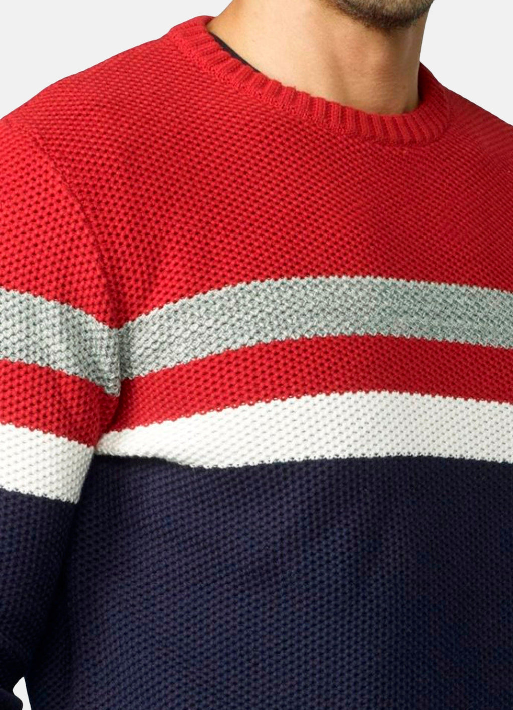 Jersey Hombre Punto de Abeja Rayas a Contraste – Koroshi 2021TR15