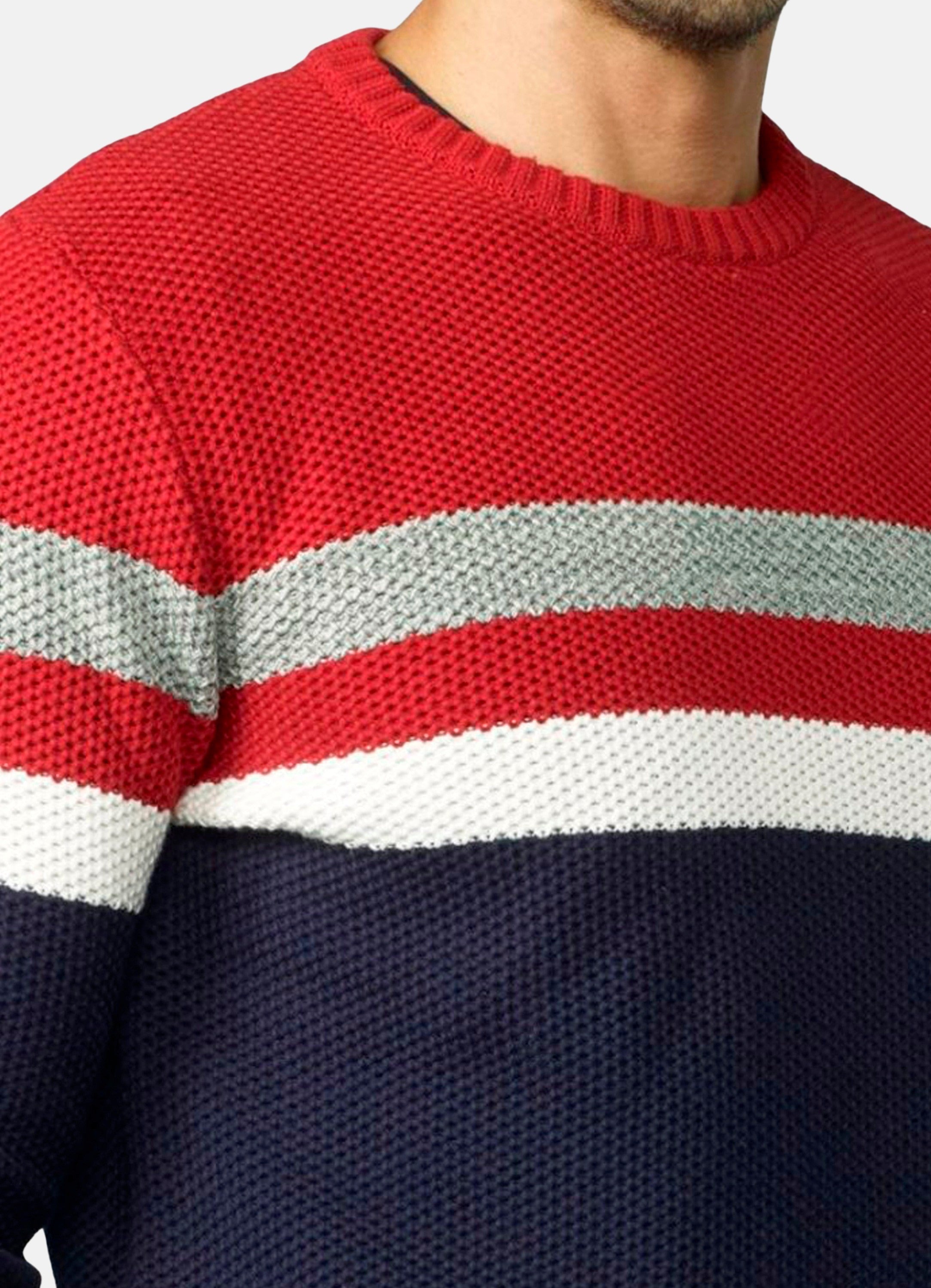 Jersey Hombre Punto de Abeja Rayas a Contraste – Koroshi 2021TR15
