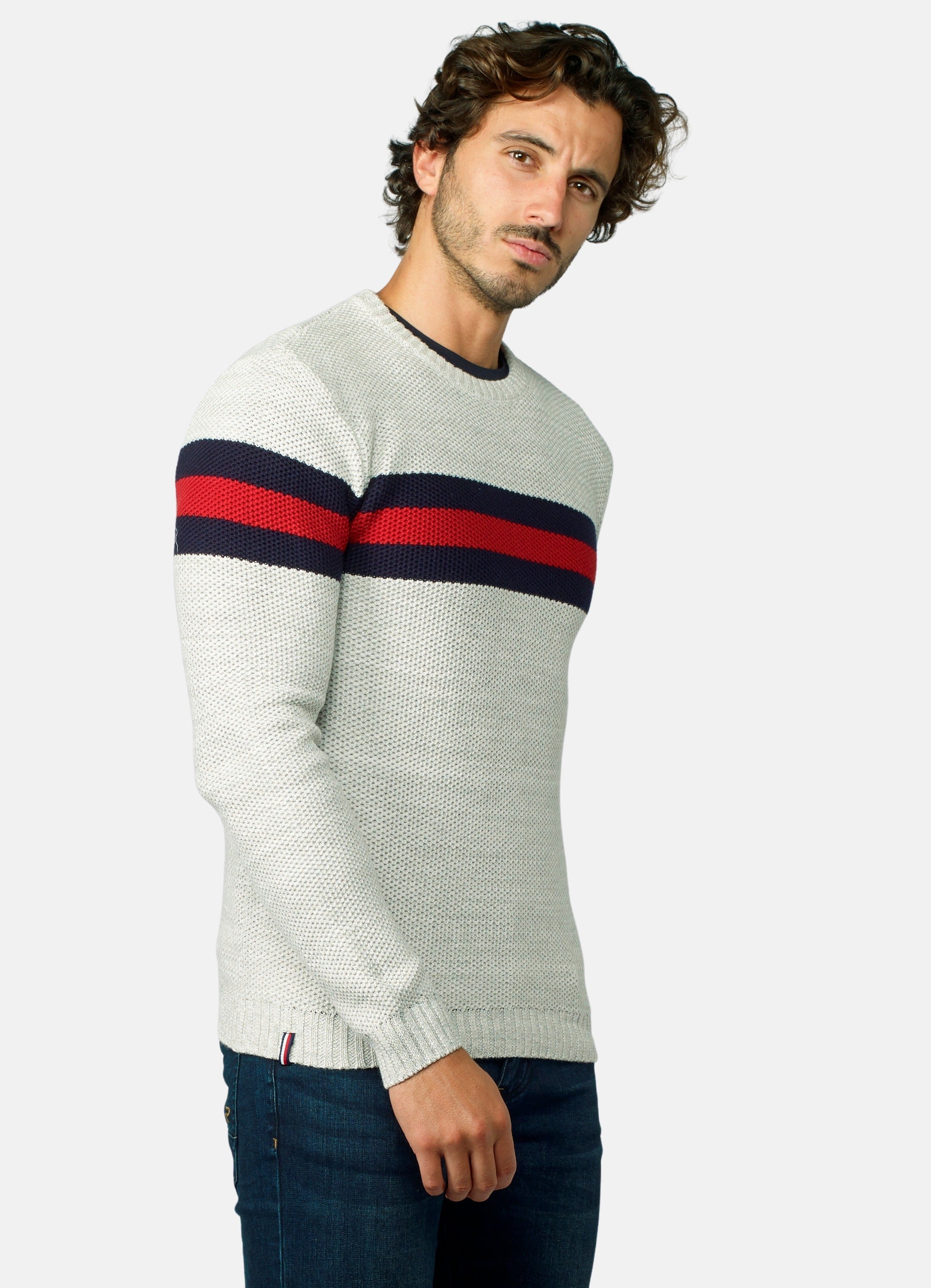 Jersey Hombre Punto de Abeja Rayas a Contraste – Koroshi 2021TR15