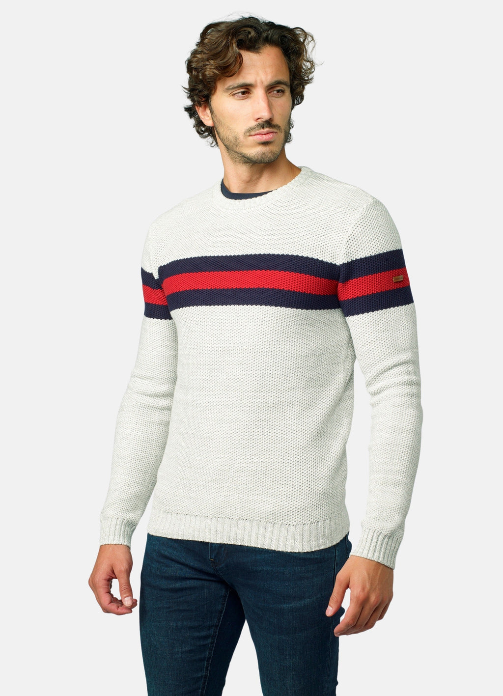Jersey Hombre Punto de Abeja Rayas a Contraste – Koroshi 2021TR15