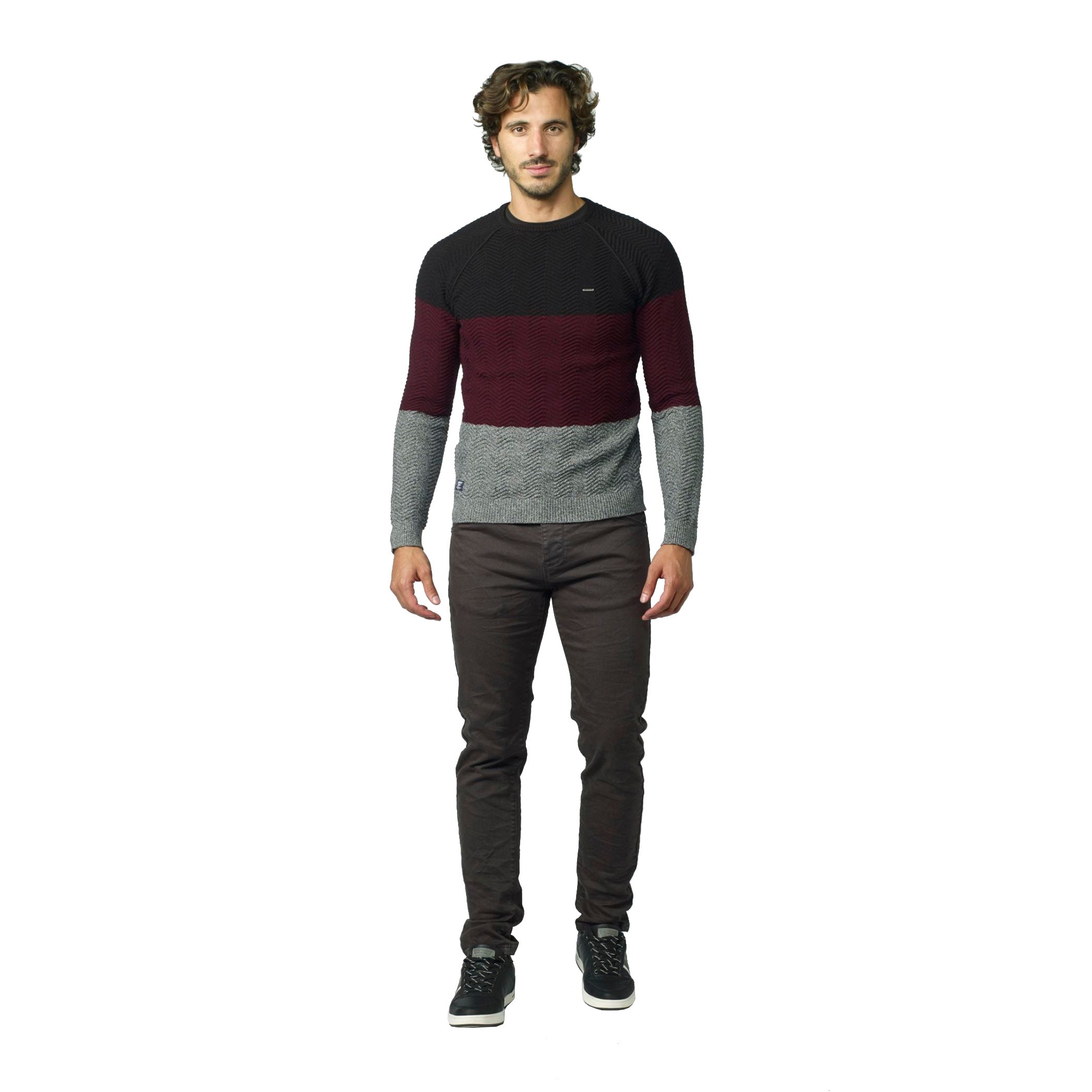 Jersey de Punto Tricolor Hombre Cuello Redondo – Koroshi 2021TR16