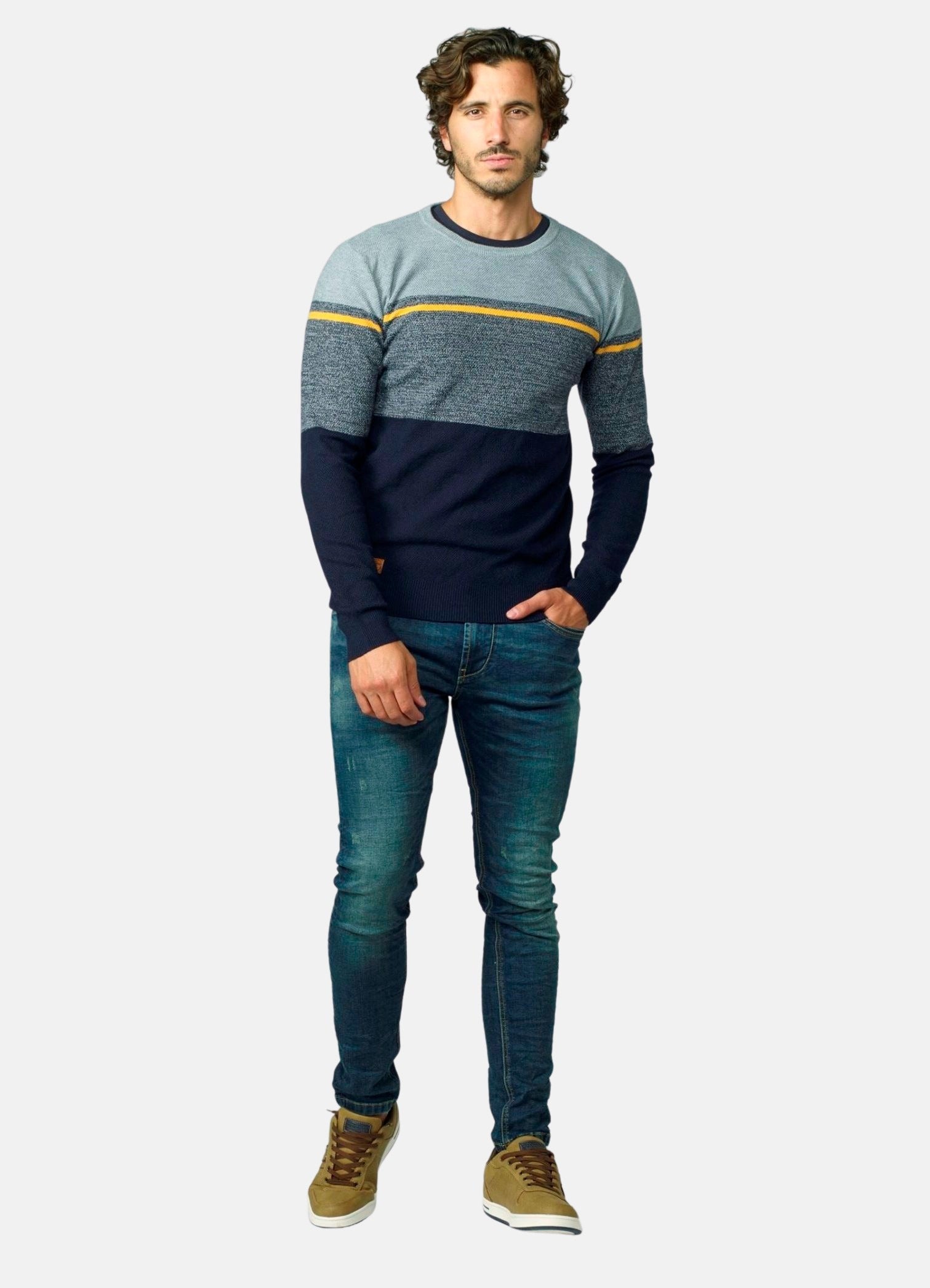 Jersey de Punto Fino Hombre Rayas a Contraste – Koroshi 2021TR18