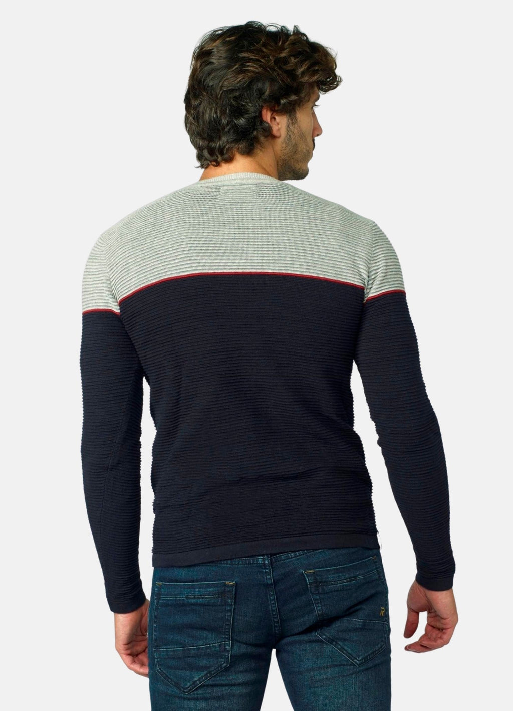 Jersey Punto Canutillo Bicolor Hombre Cuello Redondo – Koroshi 2021TR26