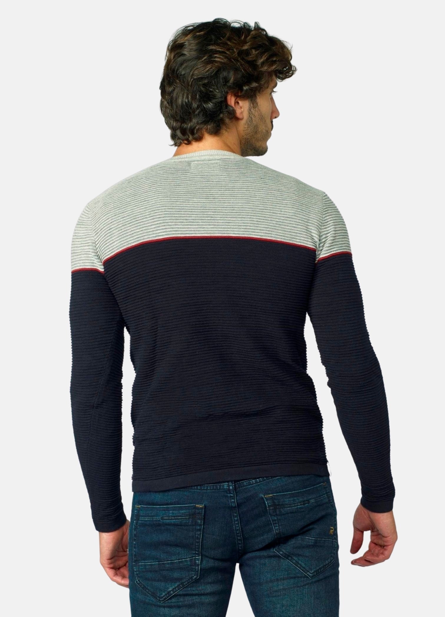 Jersey Punto Canutillo Bicolor Hombre Cuello Redondo – Koroshi 2021TR26