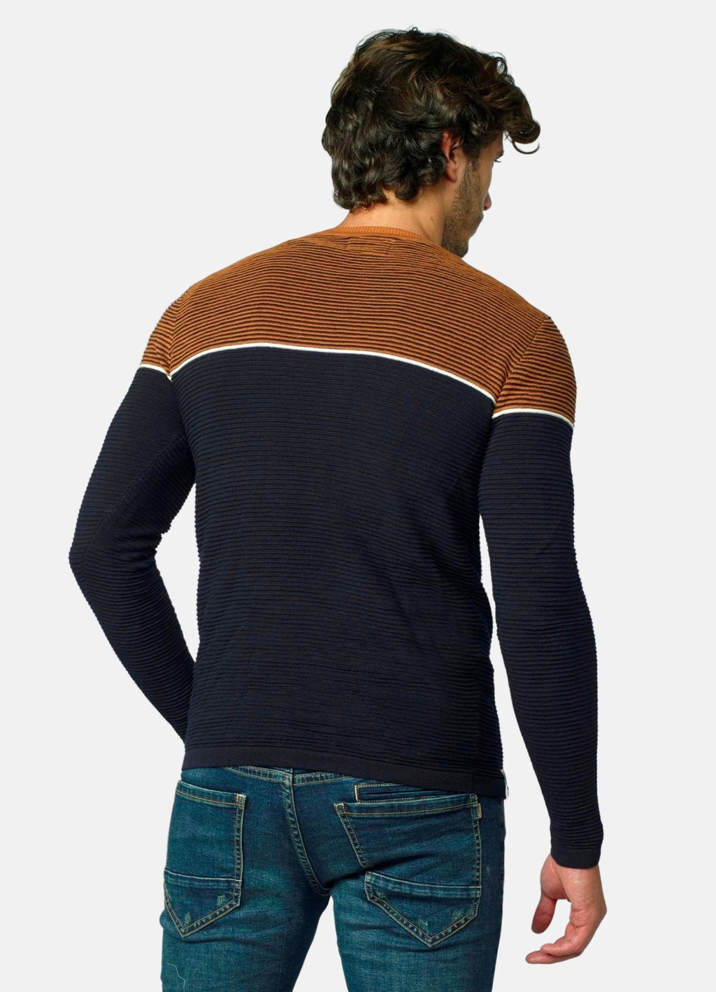 Jersey Punto Canutillo Bicolor Hombre Cuello Redondo – Koroshi 2021TR26