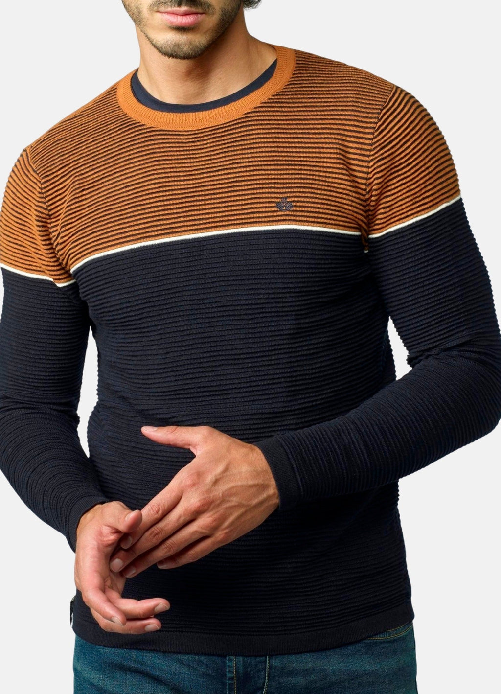 Jersey Punto Canutillo Bicolor Hombre Cuello Redondo – Koroshi 2021TR26