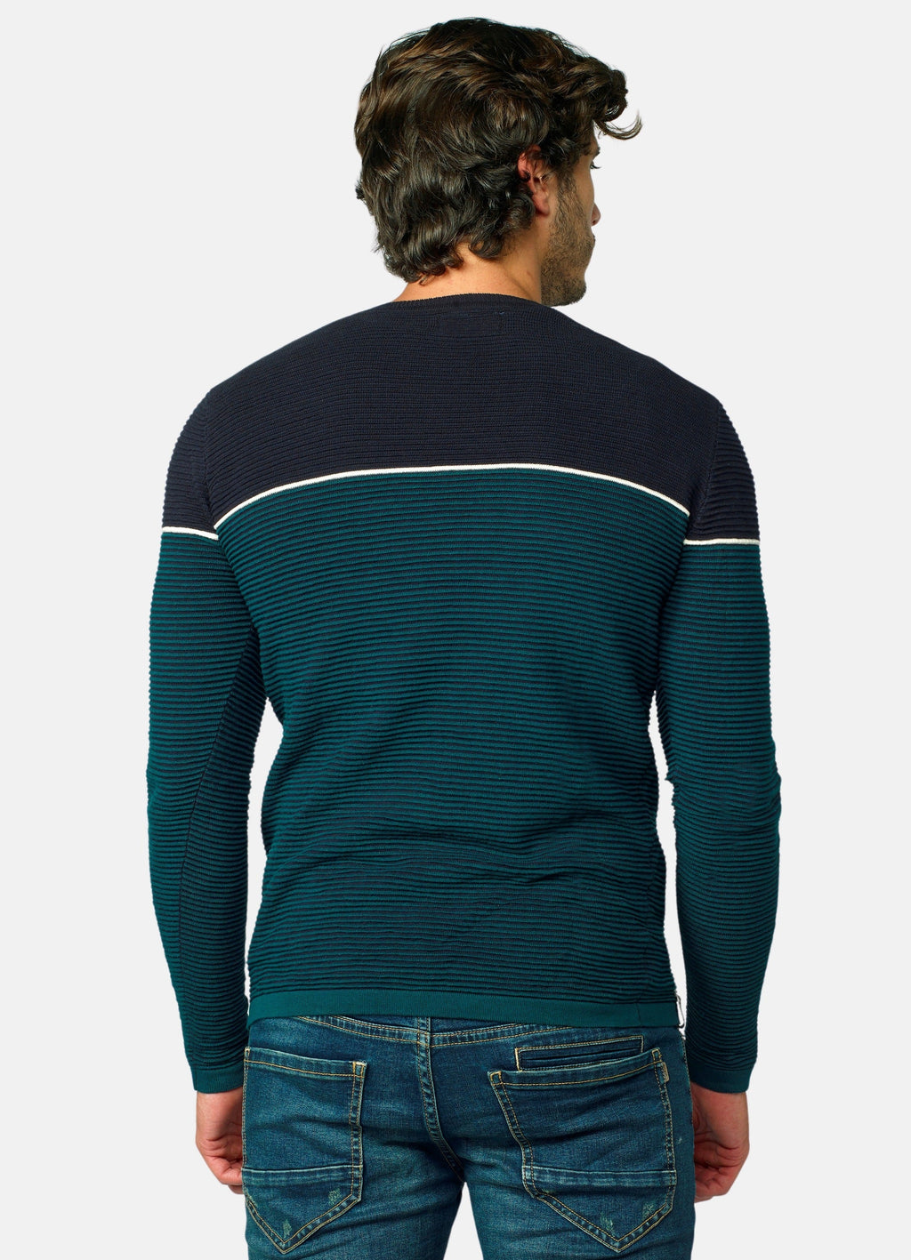 Jersey Punto Canutillo Bicolor Hombre Cuello Redondo – Koroshi 2021TR26