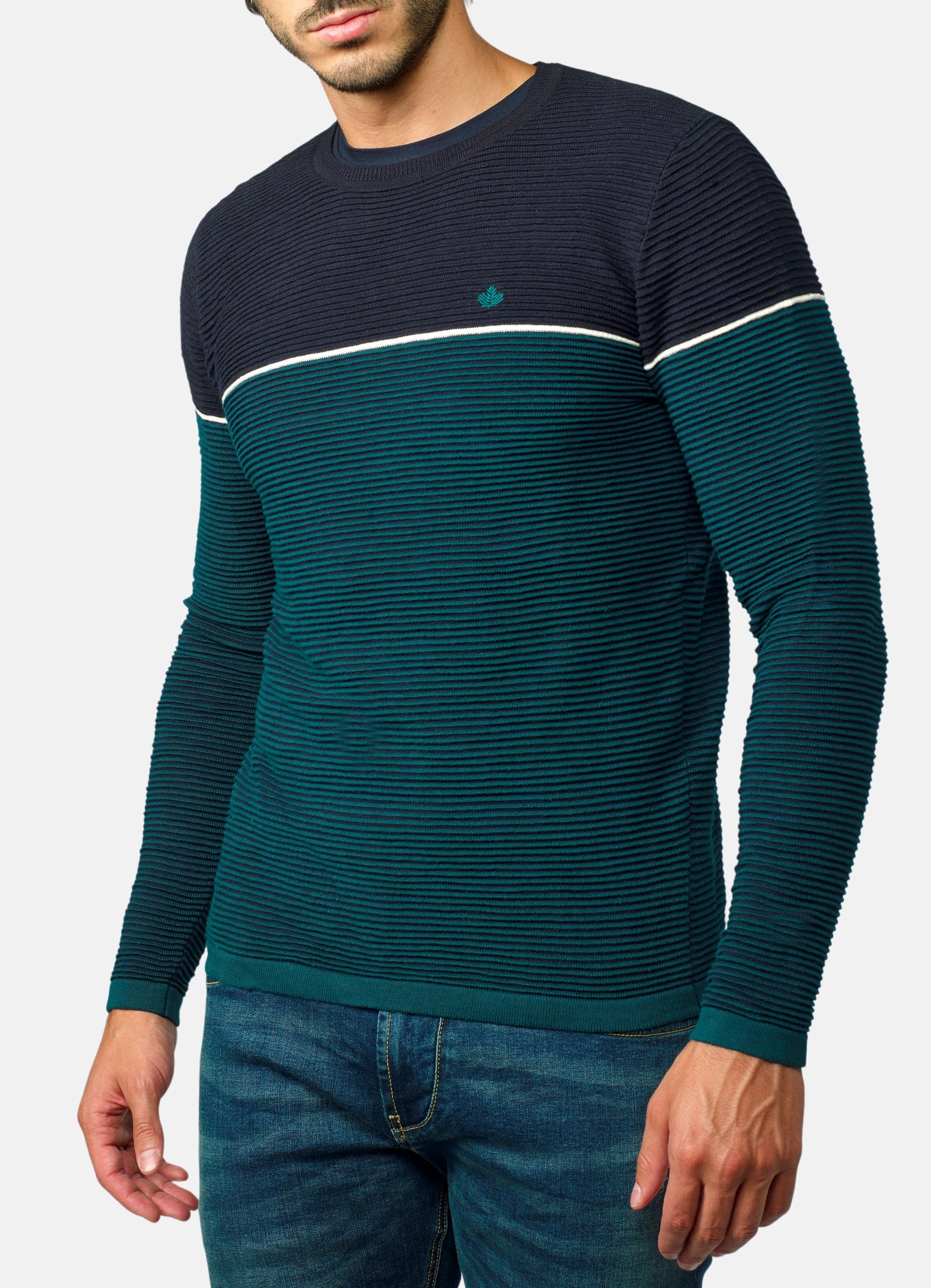 Jersey Punto Canutillo Bicolor Hombre Cuello Redondo – Koroshi 2021TR26