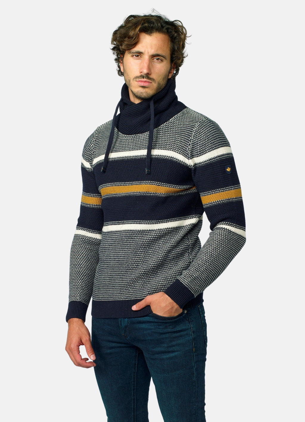 Jersey Punto de Rayas Hombre Cuello Cruzado – Koroshi 2021TR27