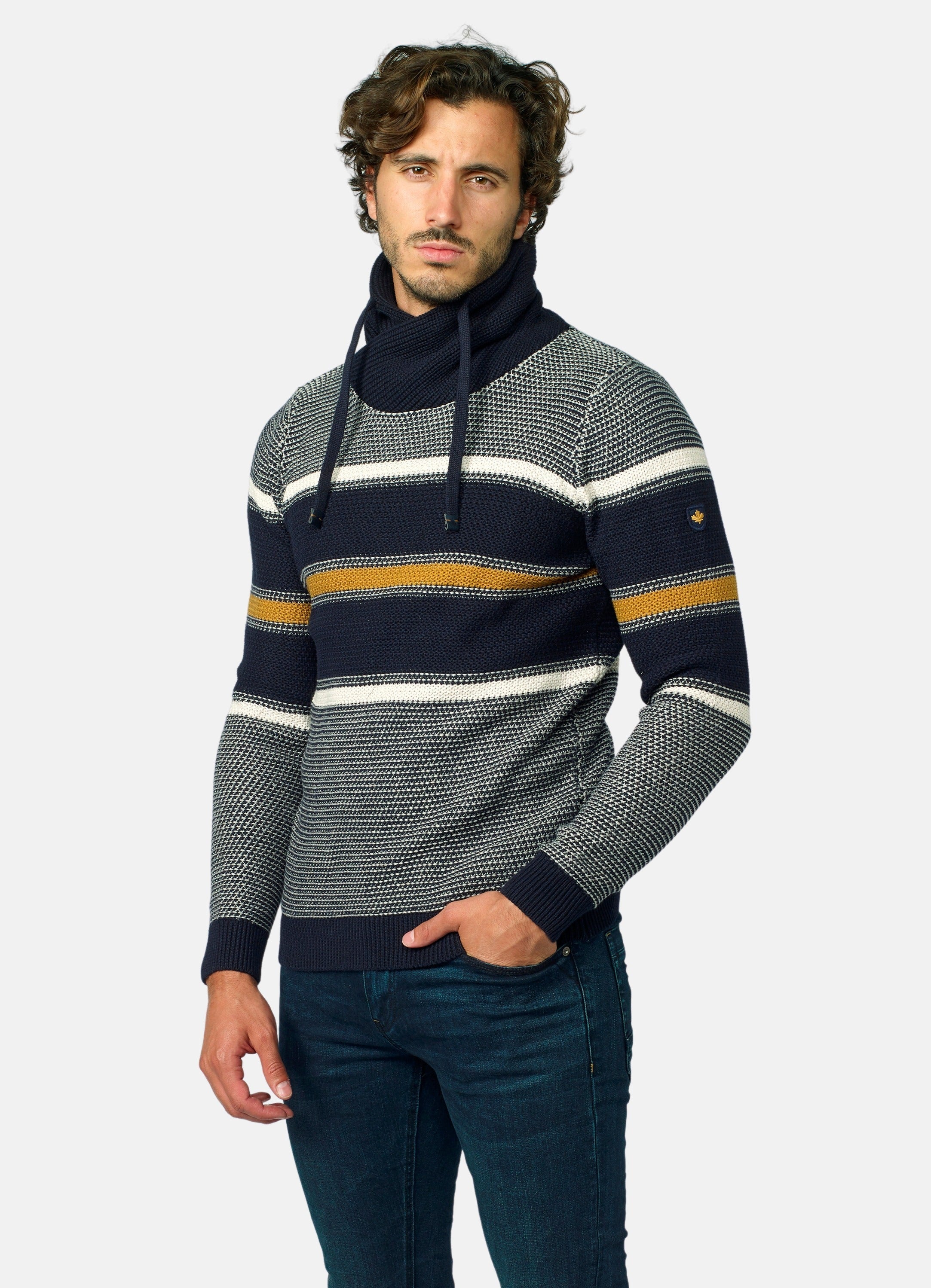 Jersey Punto de Rayas Hombre Cuello Cruzado – Koroshi 2021TR27