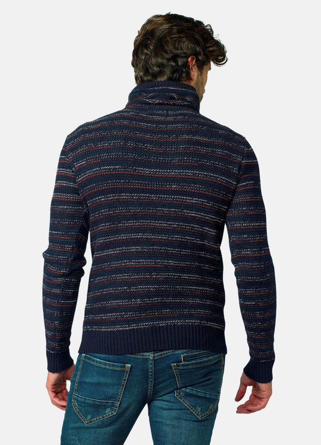 Jersey Punto Rayas Finas Multicolor Hombre – Koroshi Azul Marino