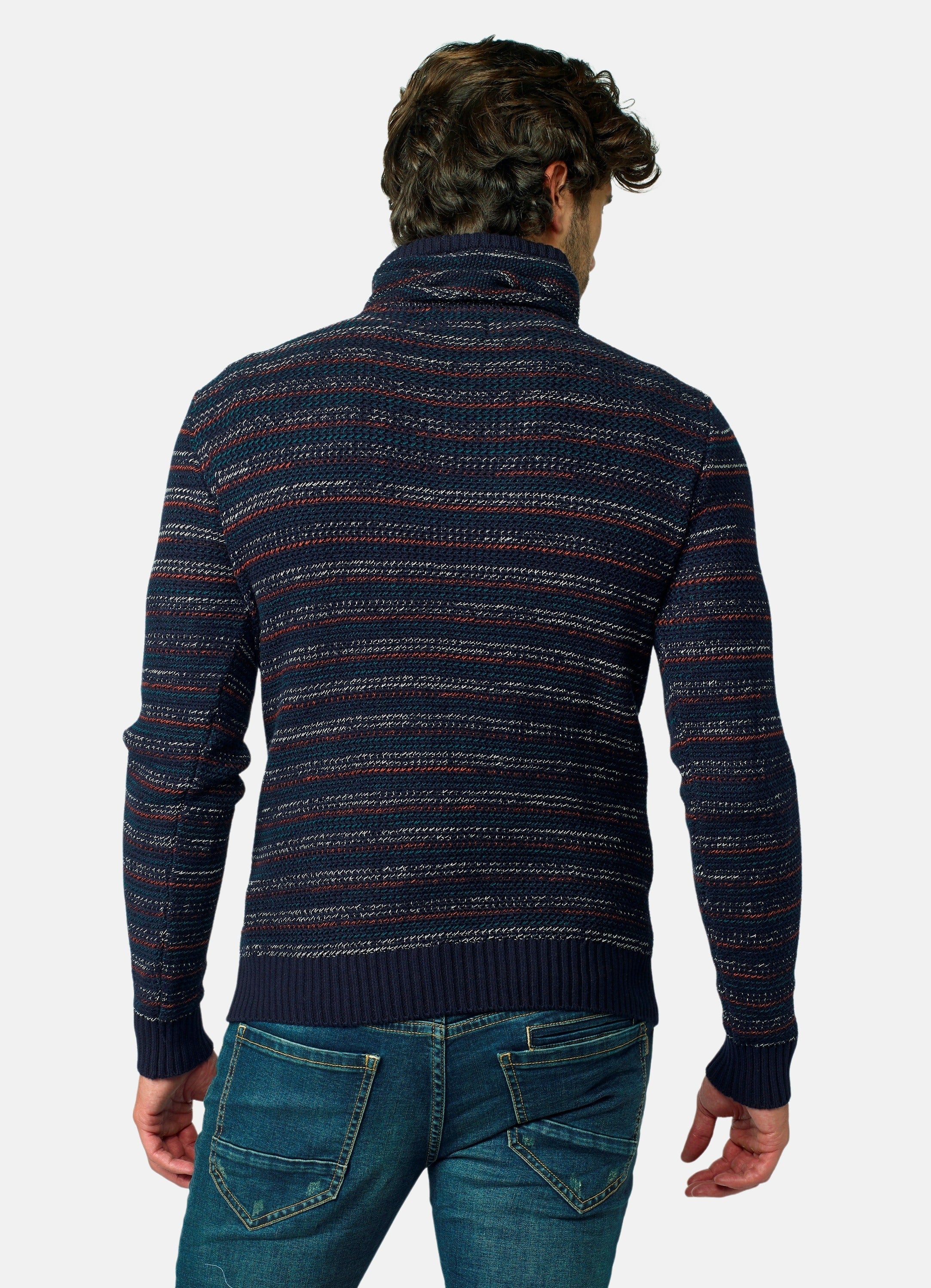 Jersey Punto Rayas Finas Multicolor Hombre – Koroshi Azul Marino