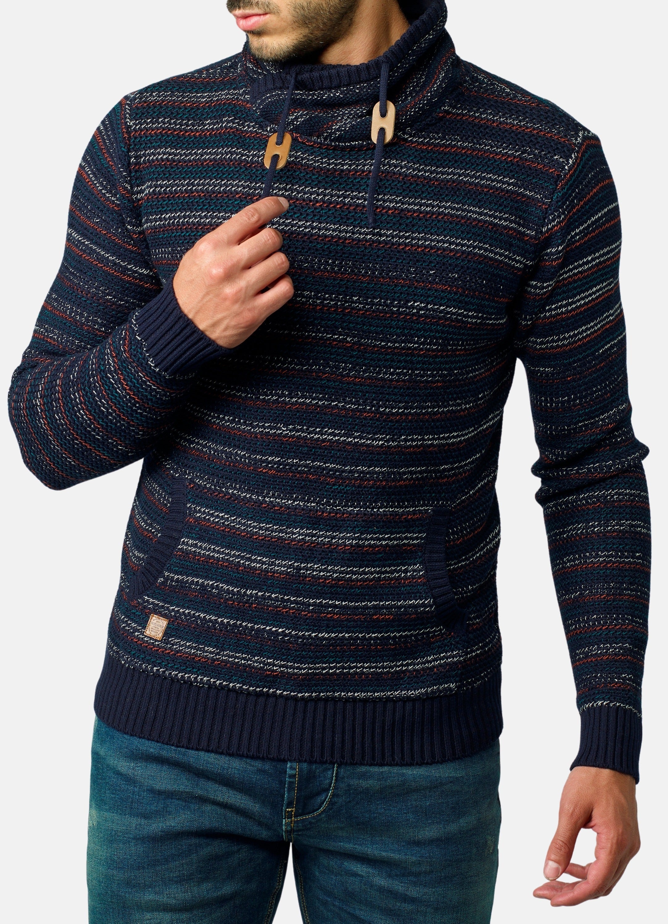 Jersey Punto Rayas Finas Multicolor Hombre – Koroshi Azul Marino