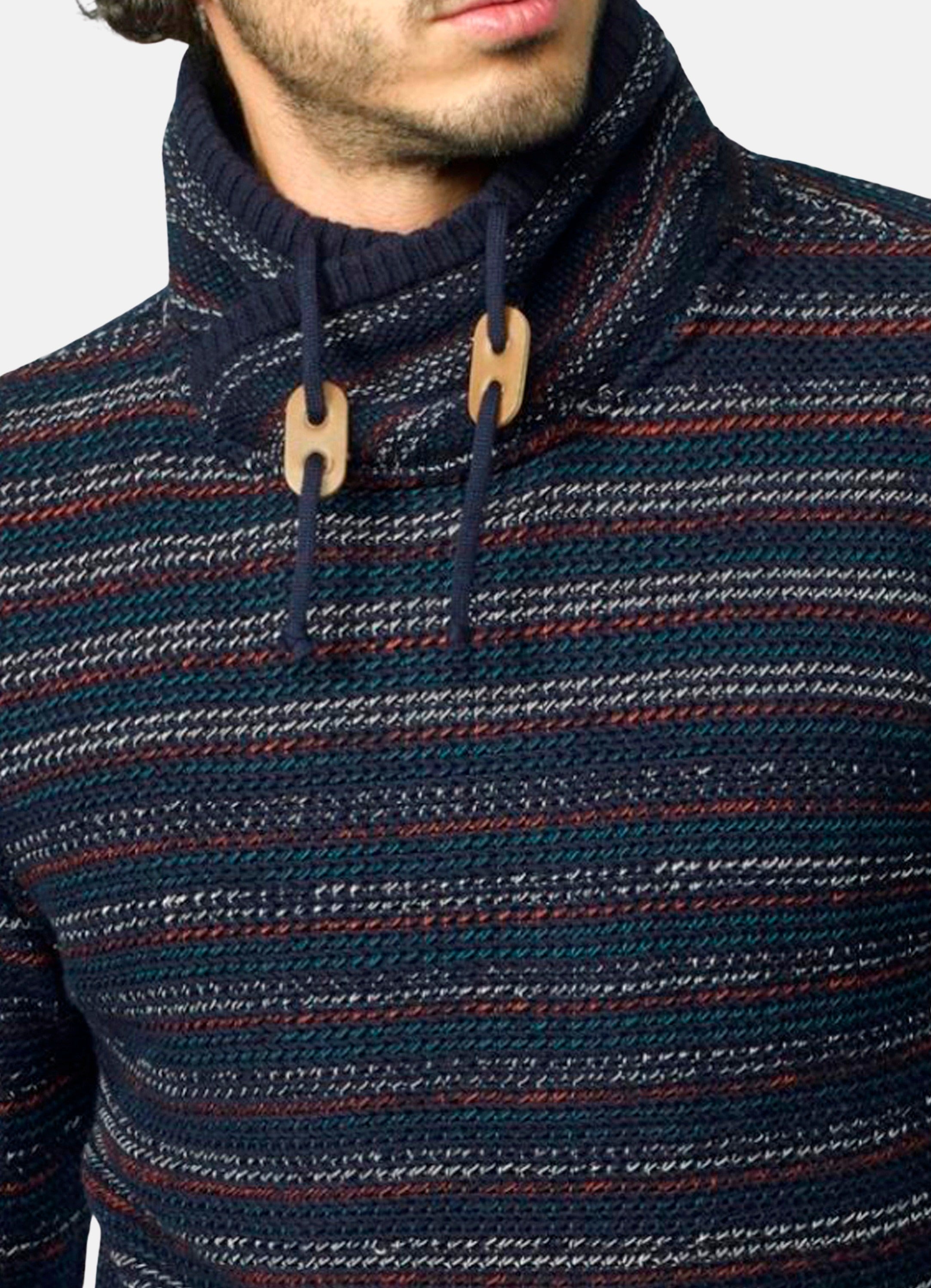 Jersey Punto Rayas Finas Multicolor Hombre – Koroshi Azul Marino