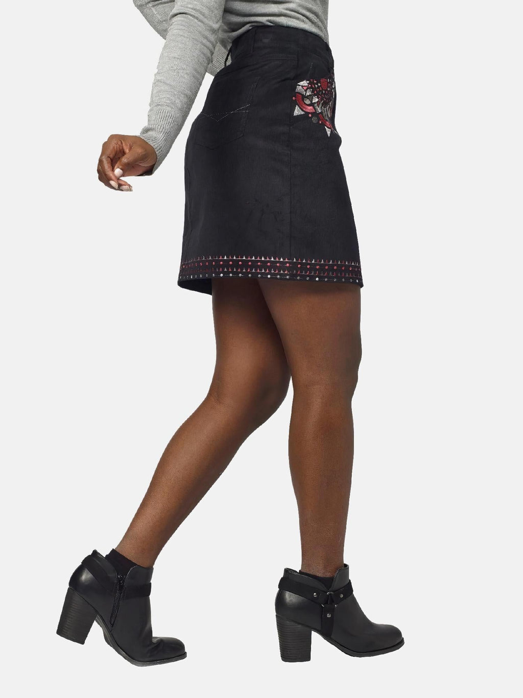 Falda Micropana Mujer con Bordado Étnico – Koroshi Negro