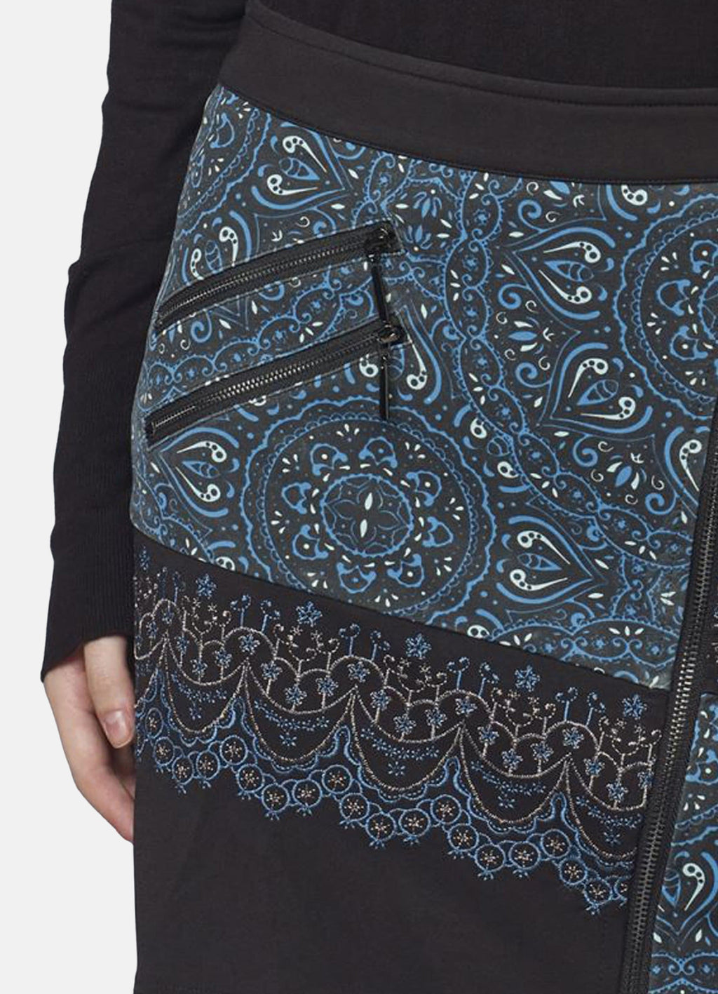 Falda Recta Mujer Estampado Étnico con Lurex – Koroshi Negro