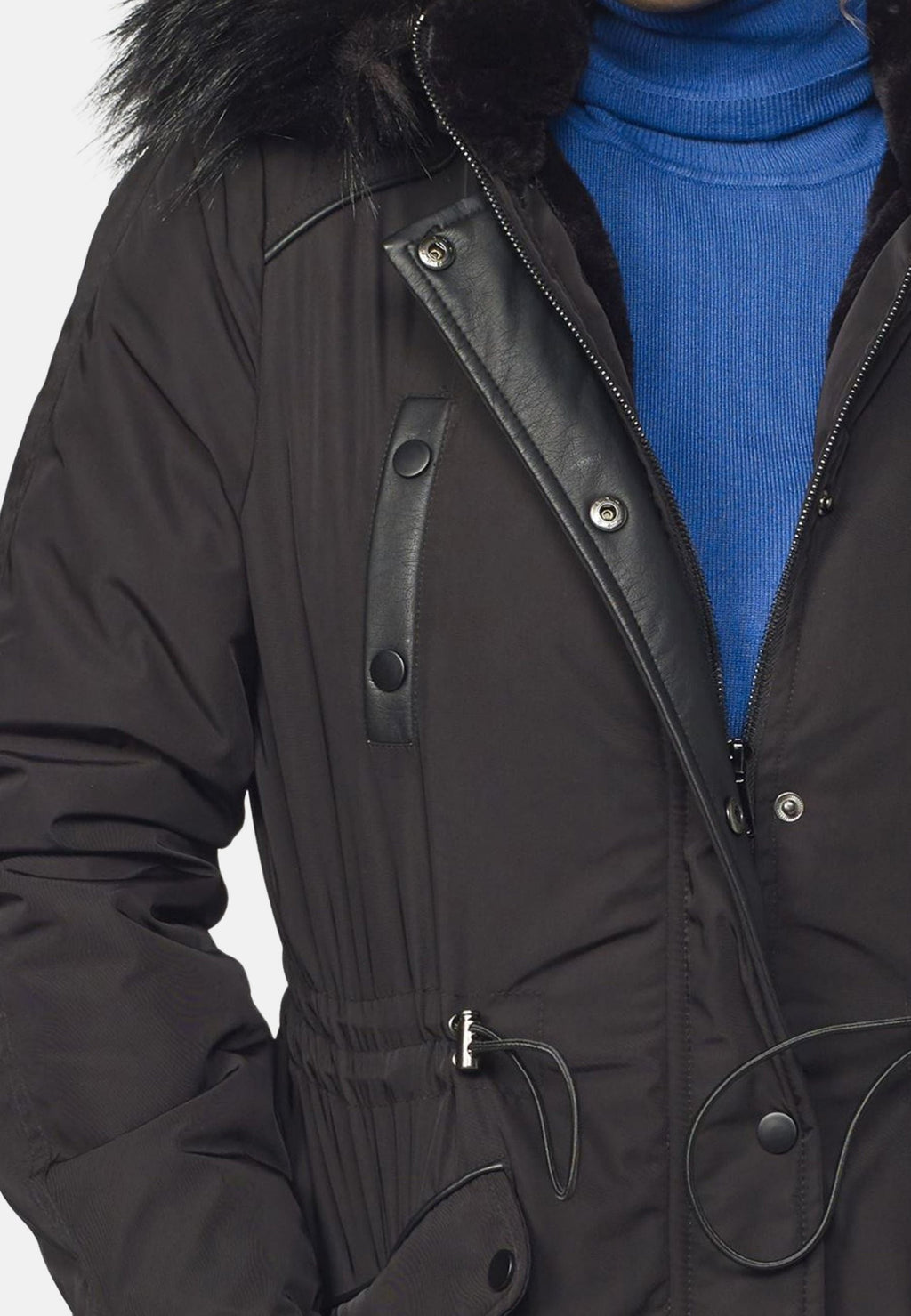 Chaqueta Parka Corta Acolchada Mujer con Capucha de Pelo – Koroshi 2022JA57