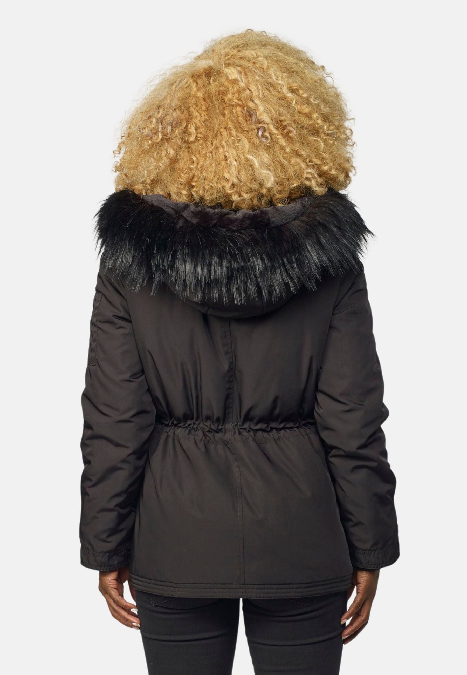 Chaqueta Parka Corta Acolchada Mujer con Capucha de Pelo – Koroshi 2022JA57