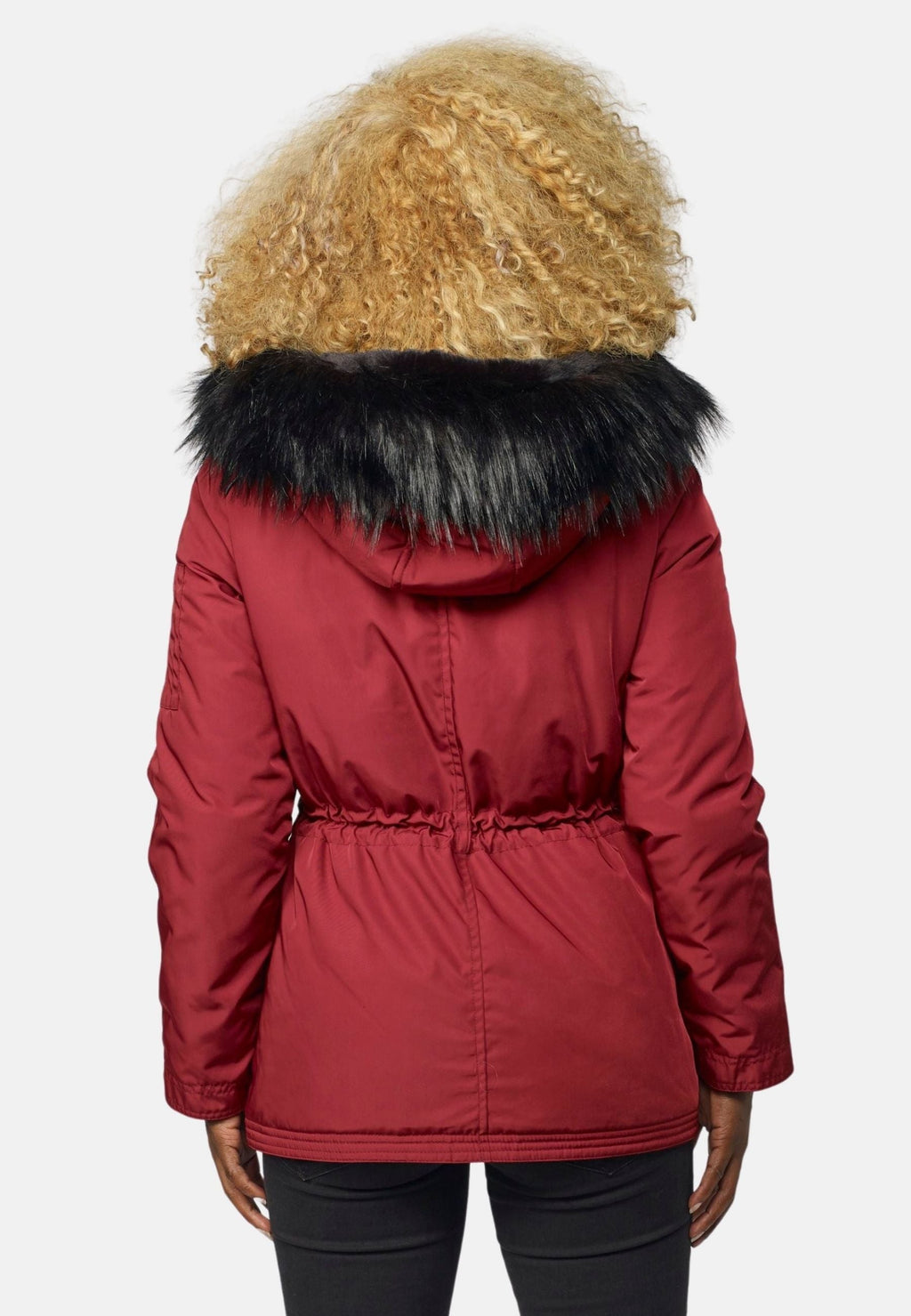 Chaqueta Parka Corta Acolchada Mujer con Capucha de Pelo – Koroshi 2022JA57