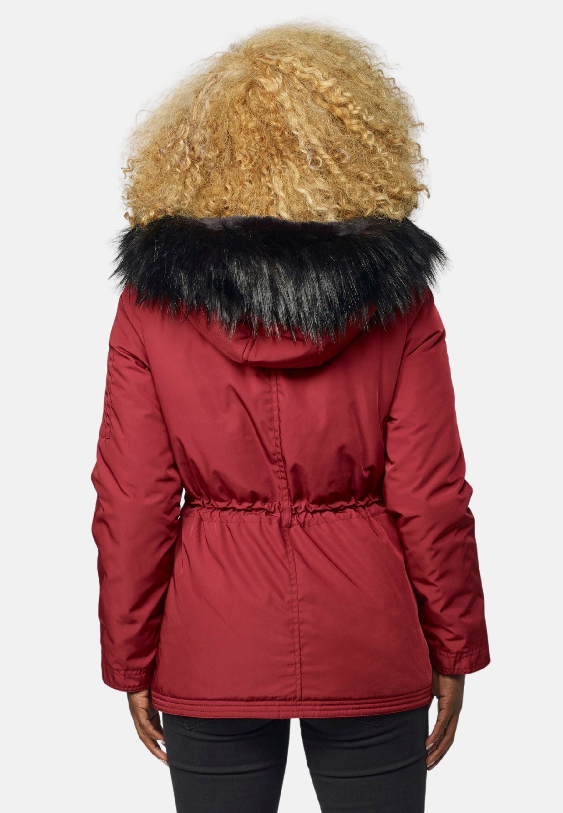 Chaqueta Parka Corta Acolchada Mujer con Capucha de Pelo – Koroshi 2022JA57