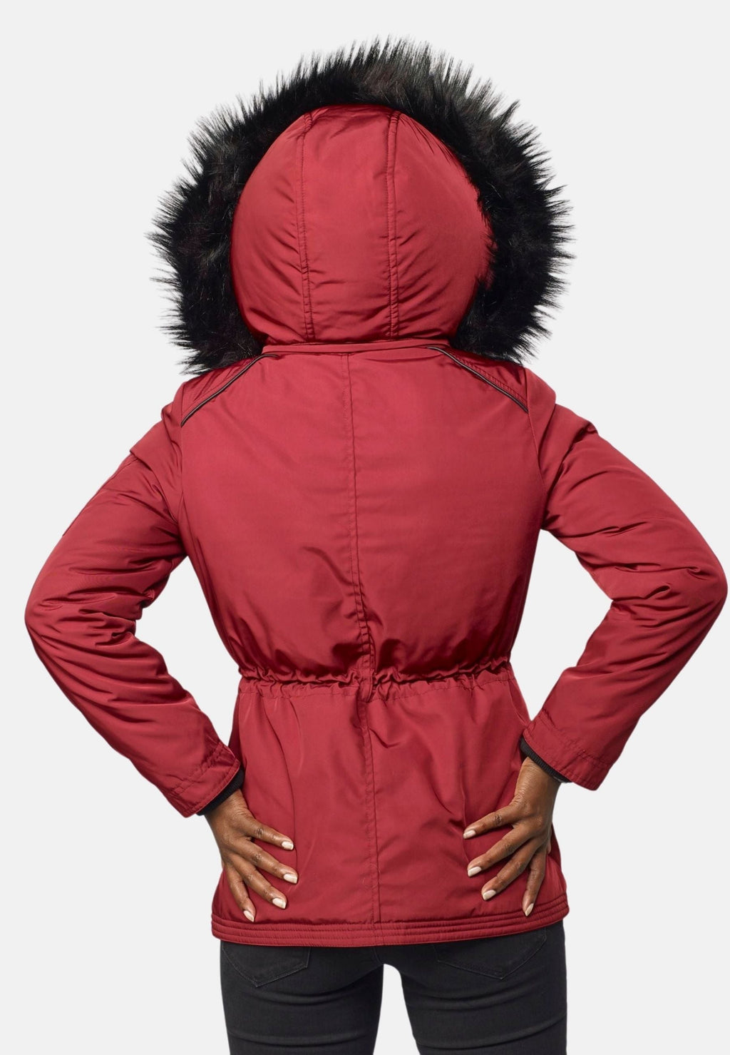 Chaqueta Parka Corta Acolchada Mujer con Capucha de Pelo – Koroshi 2022JA57