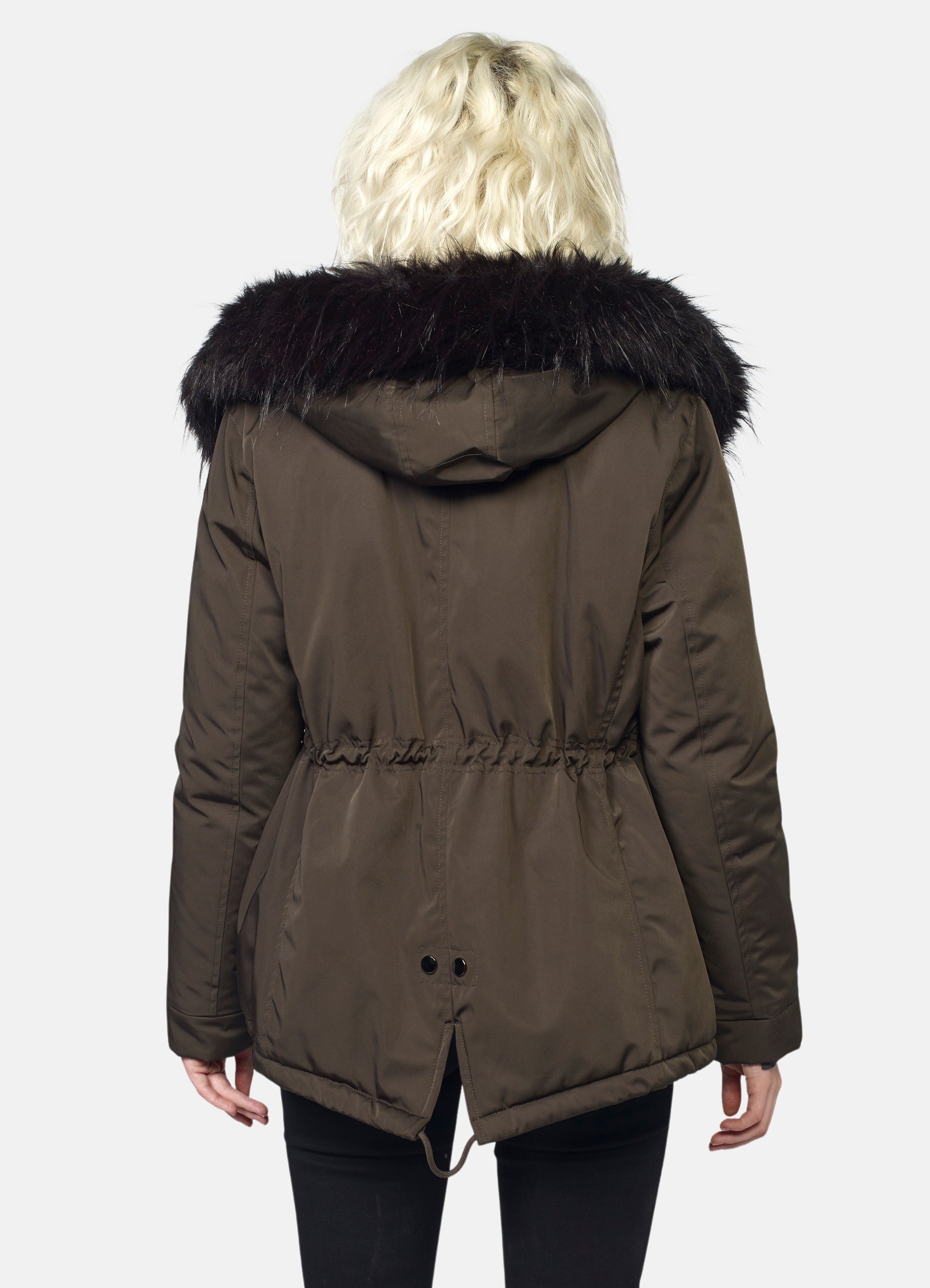 Parka Corta Acolchada Mujer con Capucha de Pelo – Koroshi 2022JA62