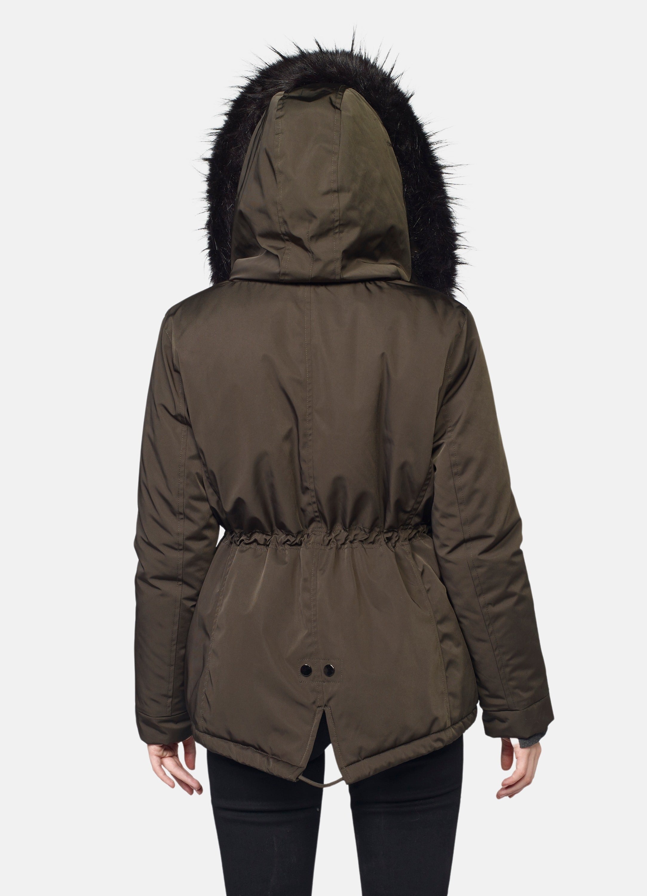Parka Corta Acolchada Mujer con Capucha de Pelo – Koroshi 2022JA62