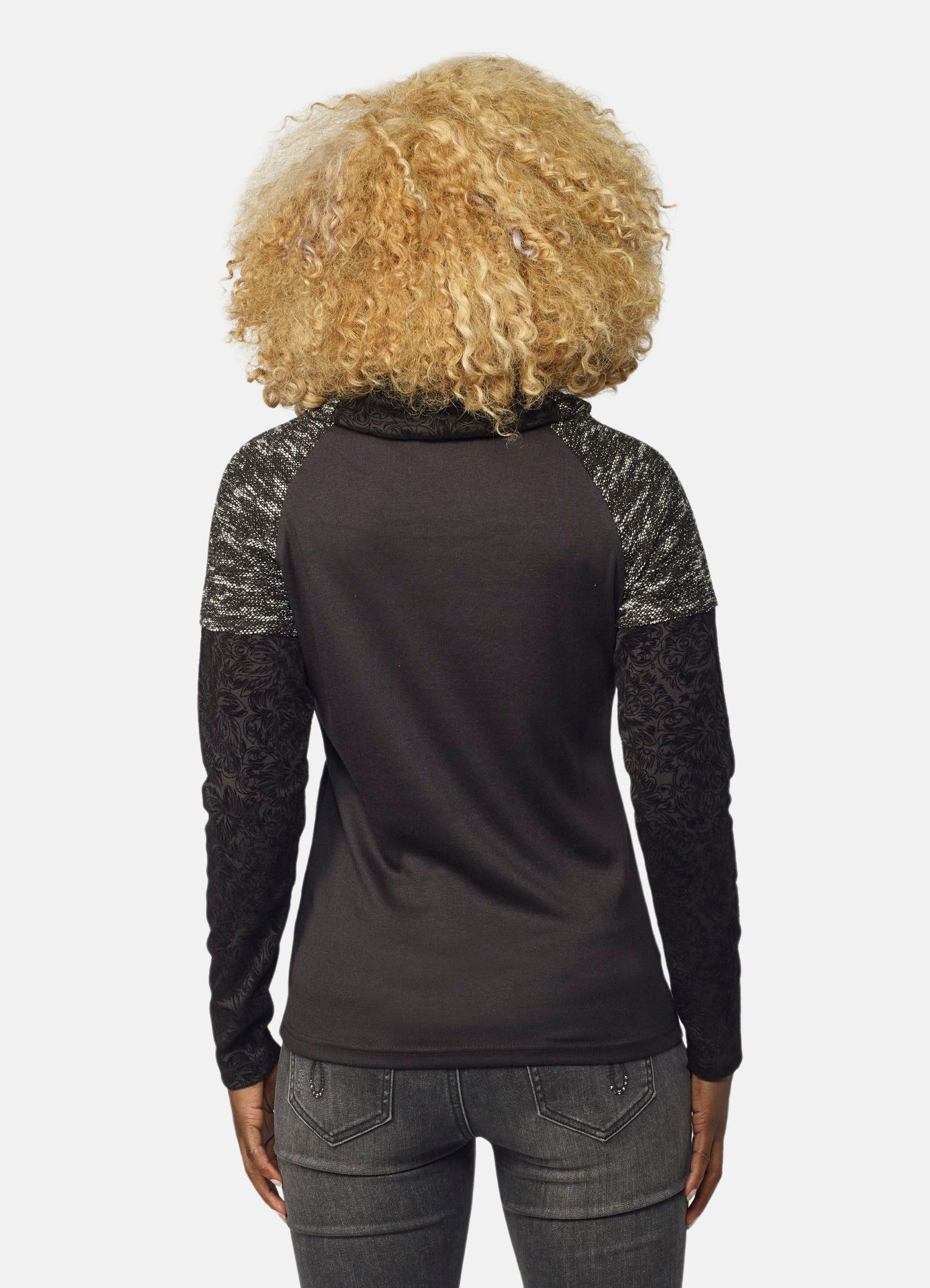 Camiseta Manga Larga Mujer Cuello Cruzado Ajustable Bordado Floral – Koroshi 2022ML61