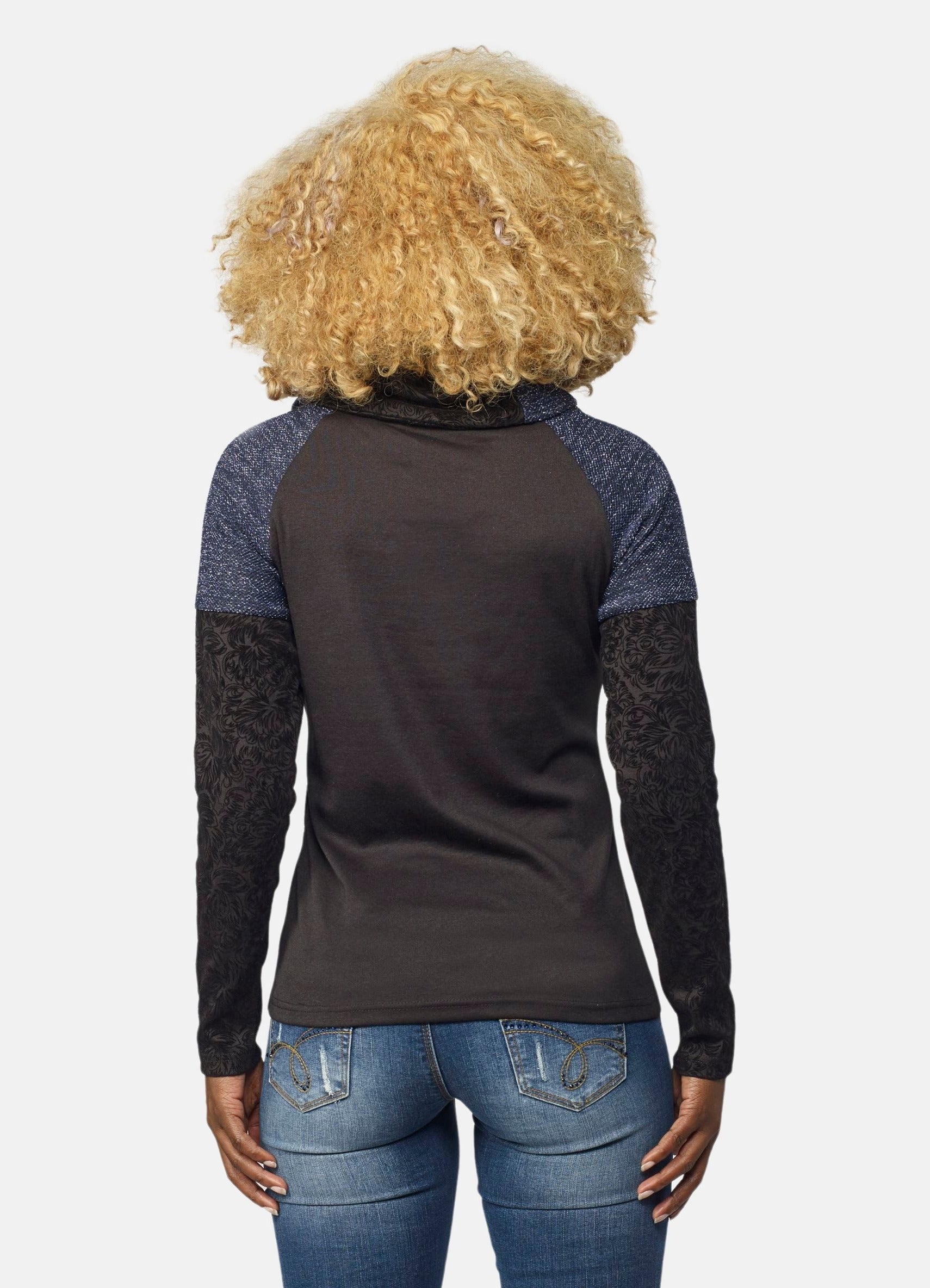 Camiseta Manga Larga Mujer Cuello Cruzado Ajustable Bordado Floral – Koroshi 2022ML61