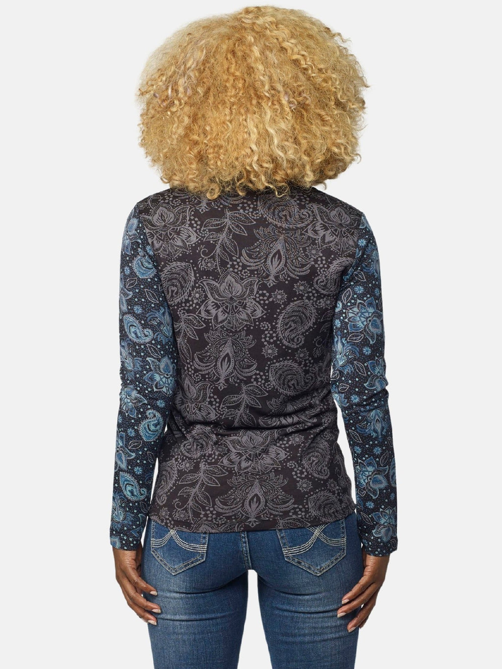 Camiseta Manga Larga Mujer Estampado Cachemir – Koroshi 2022ML77