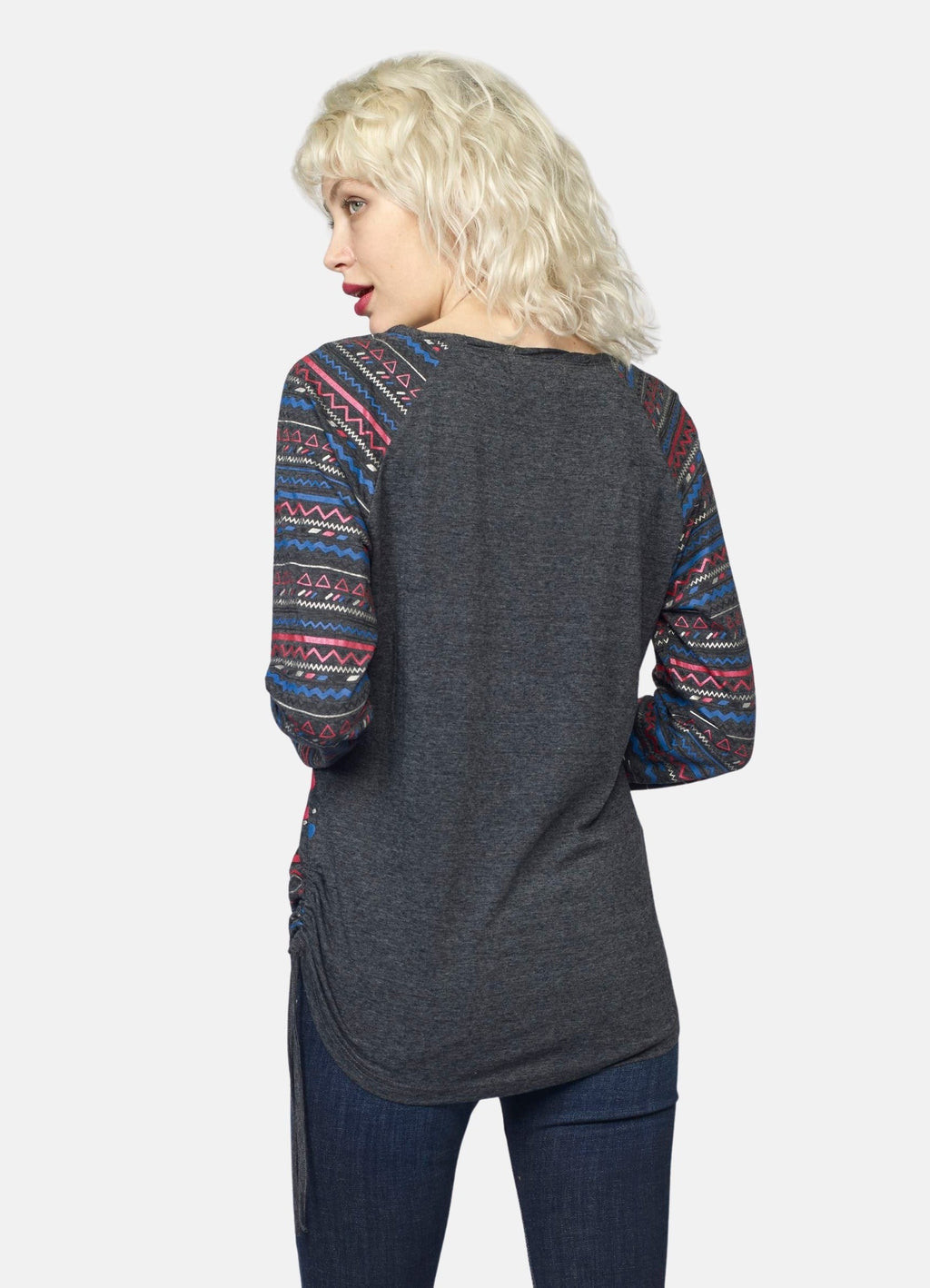 Camiseta Manga Larga Raglán Mujer Estampado Étnico Foil – Koroshi 2022ML79