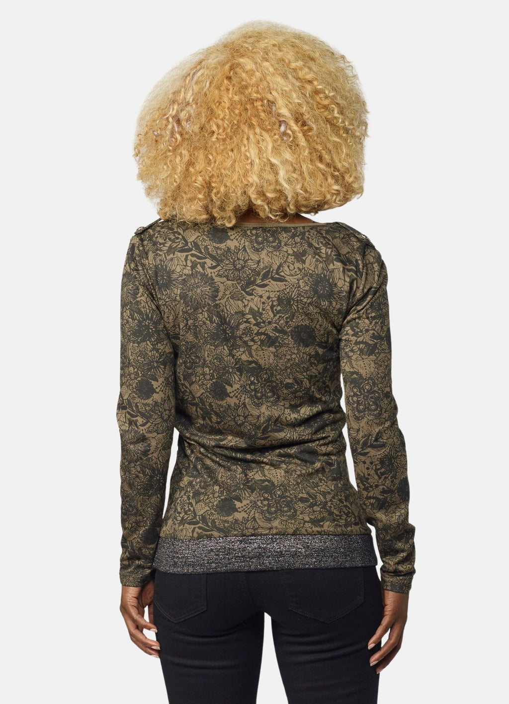 Camiseta Manga Larga Mujer Estampado Foil – Koroshi Caqui