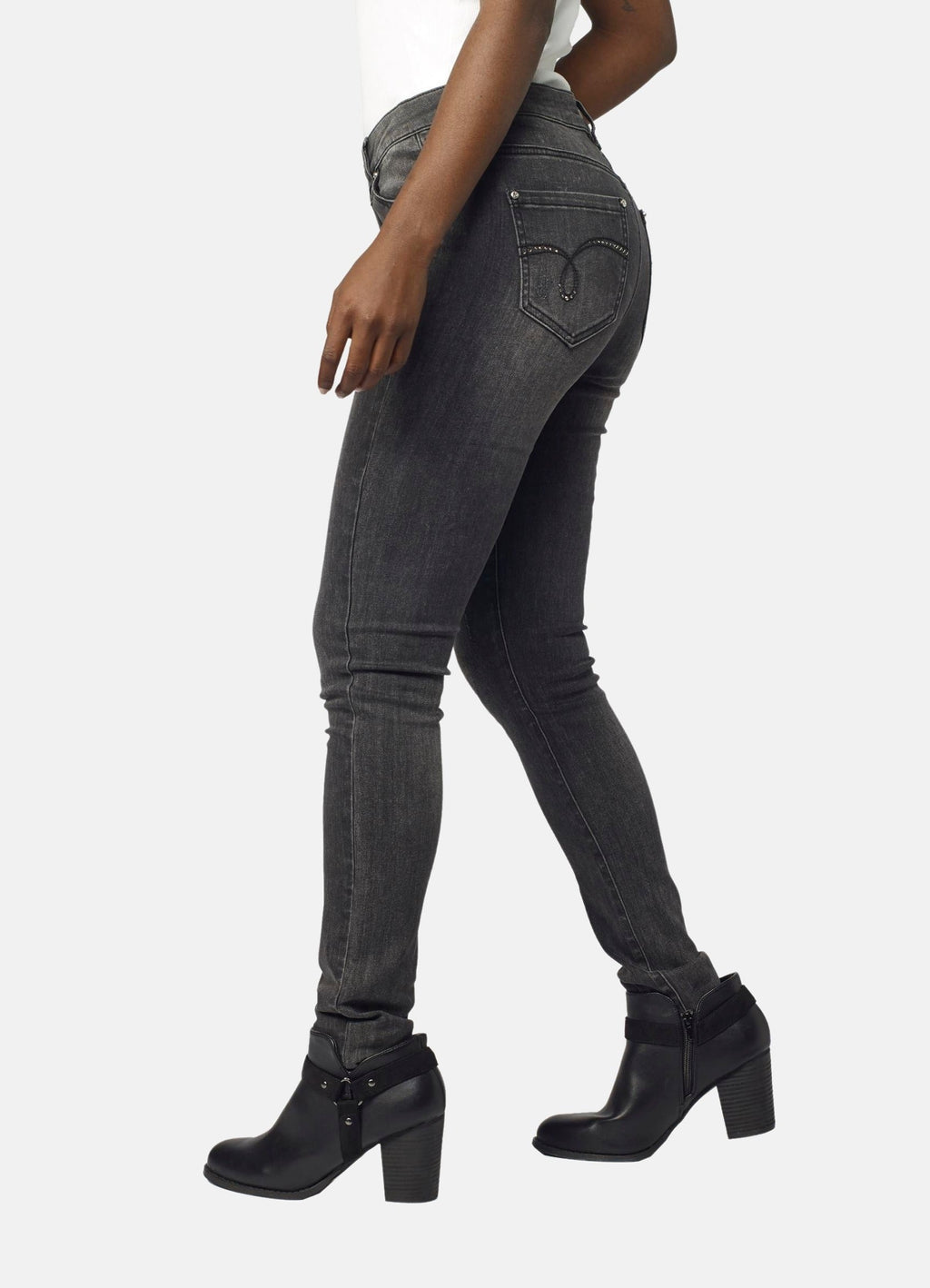 Pantalón Slim Mujer Efecto Lavado Desgastado – Koroshi Gris