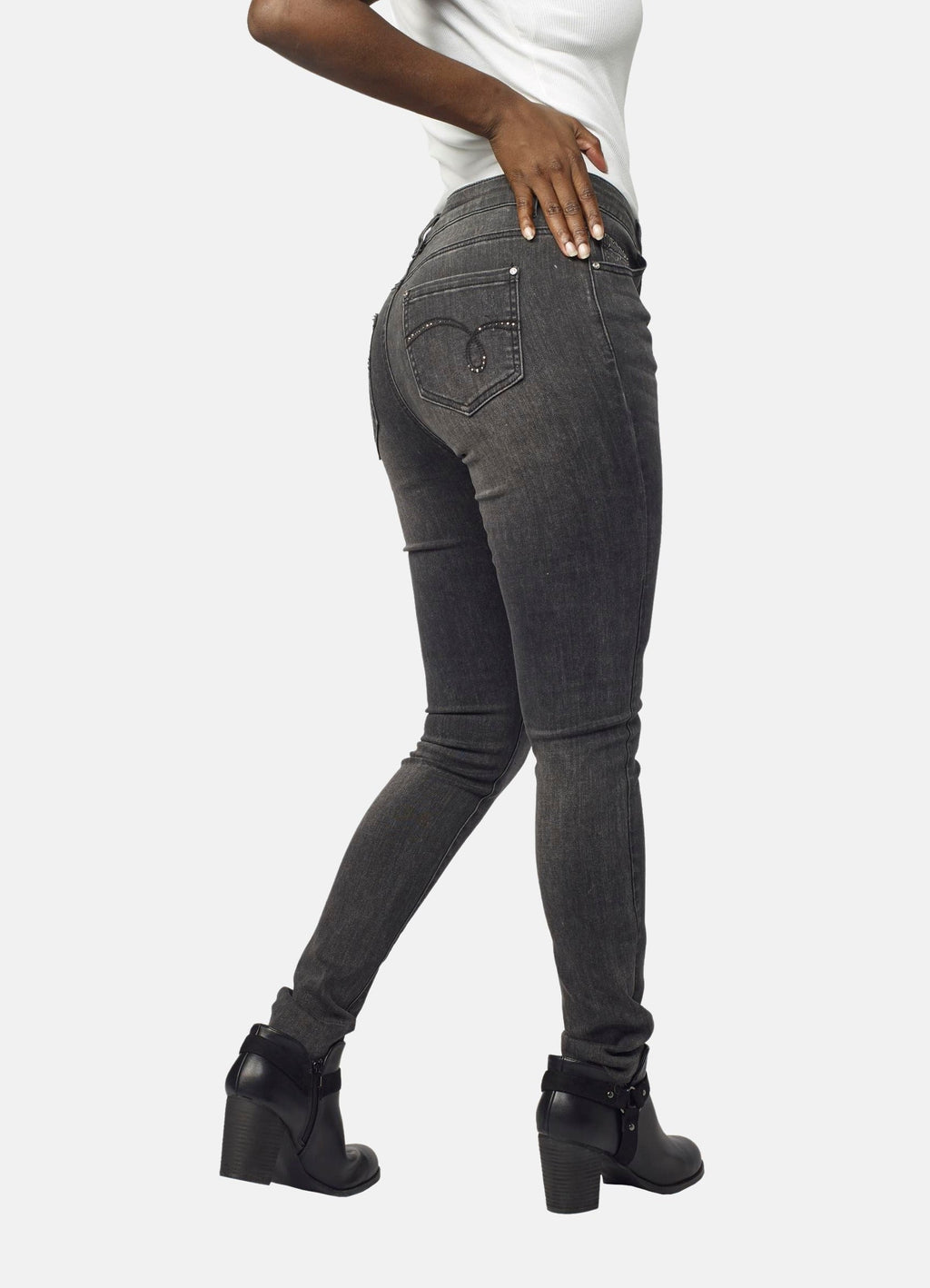 Pantalón Slim Mujer Efecto Lavado Desgastado – Koroshi Gris