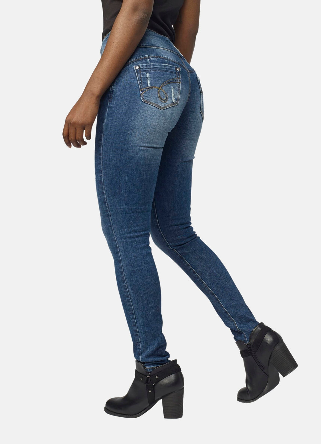 Pantalón Jeans Slim Mujer Tiro Alto con Fajín – Koroshi Azul Oscuro