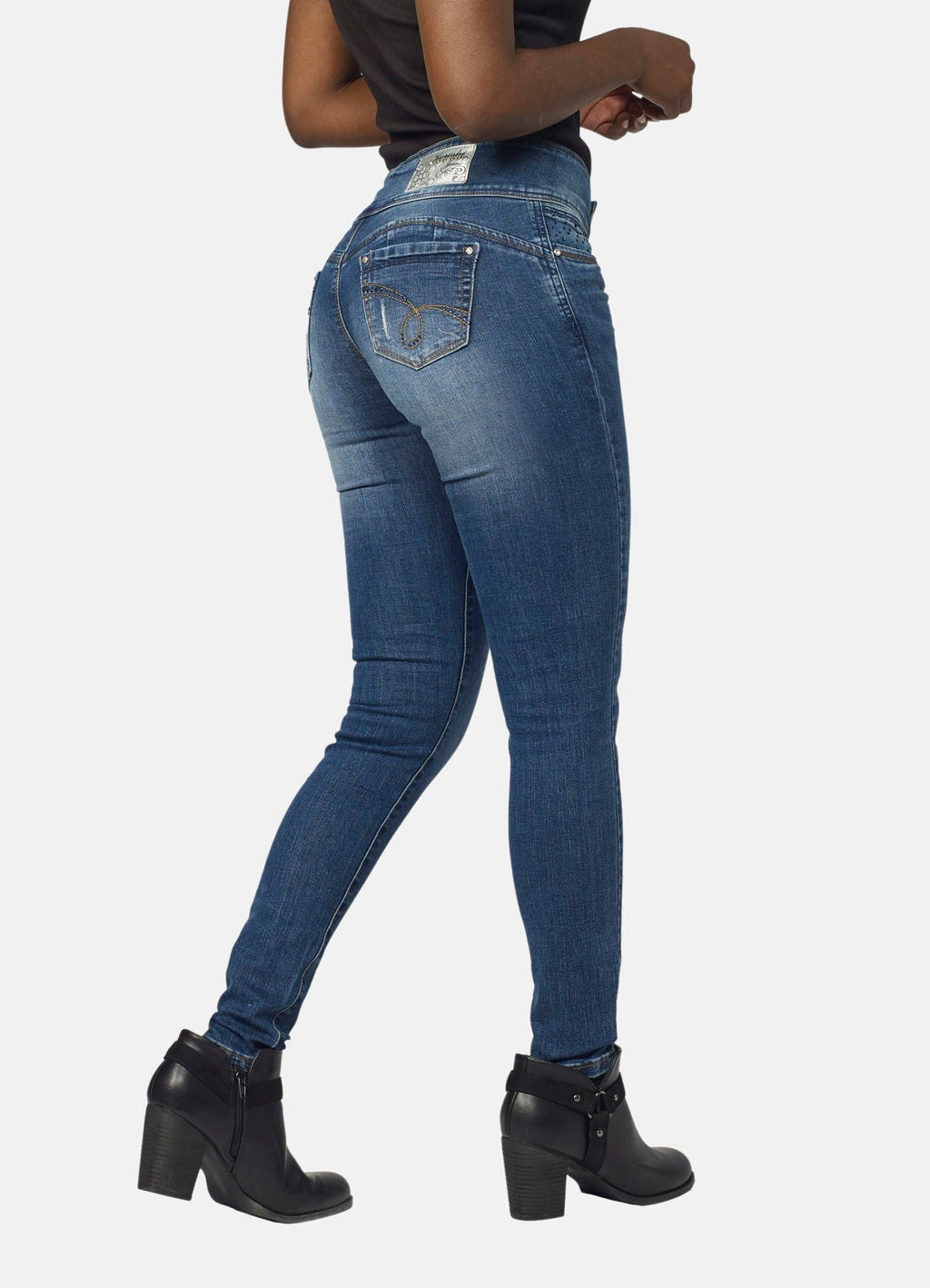 Pantalón Jeans Slim Mujer Tiro Alto con Fajín – Koroshi Azul Oscuro