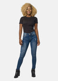 Pantalón Jeans Slim Mujer Detalle Rotos – Koroshi Azul Oscuro