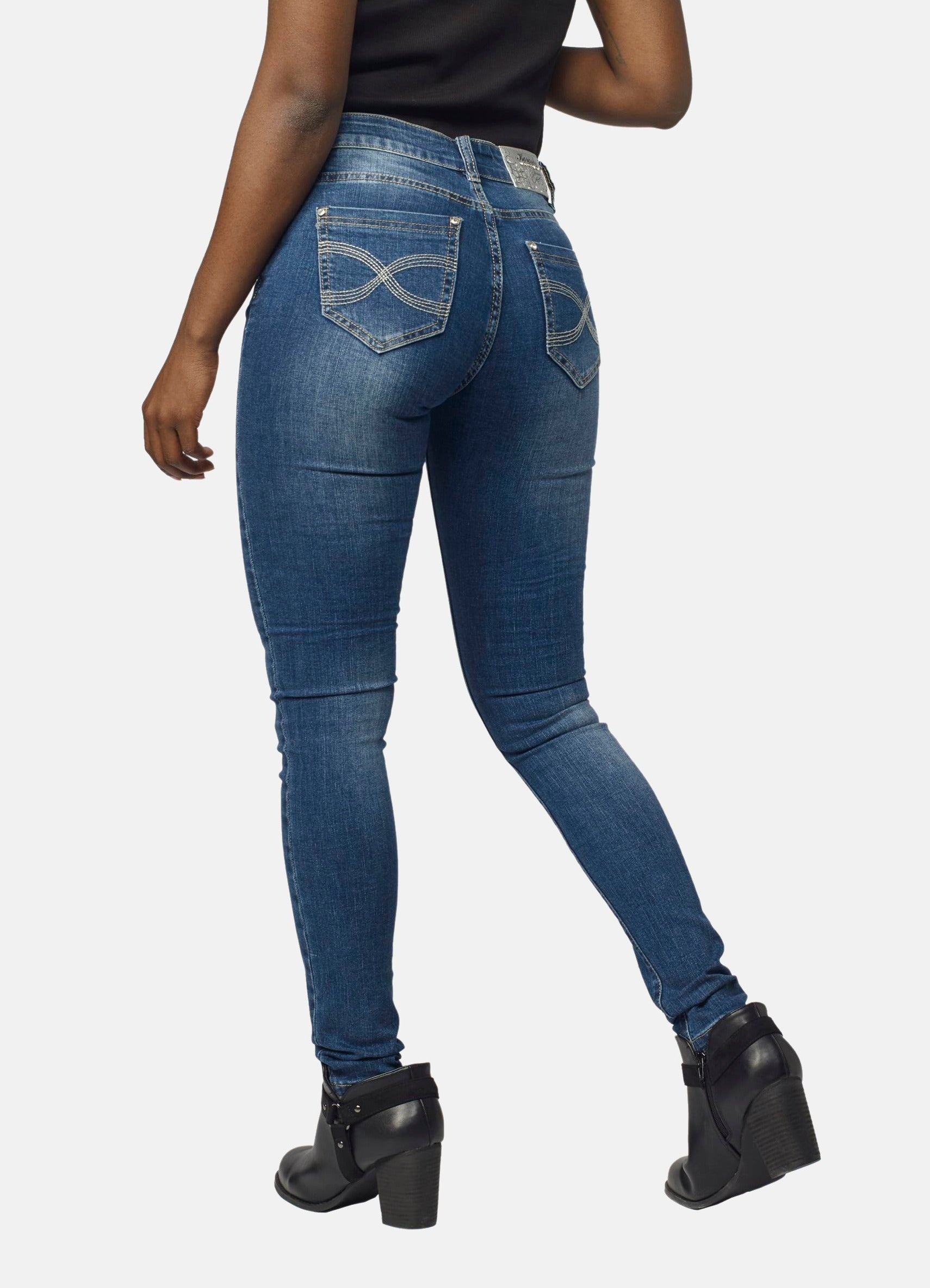 Pantalón Jeans Slim Mujer Detalle Rotos – Koroshi Azul Oscuro