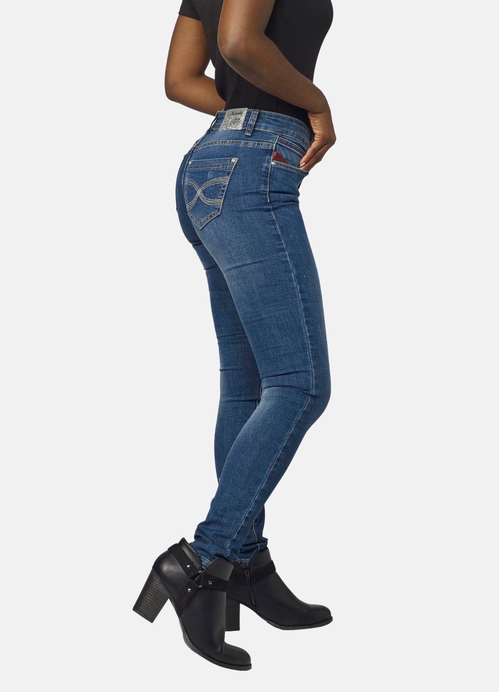 Pantalón Jeans Slim Mujer Detalle Rotos – Koroshi Azul Oscuro