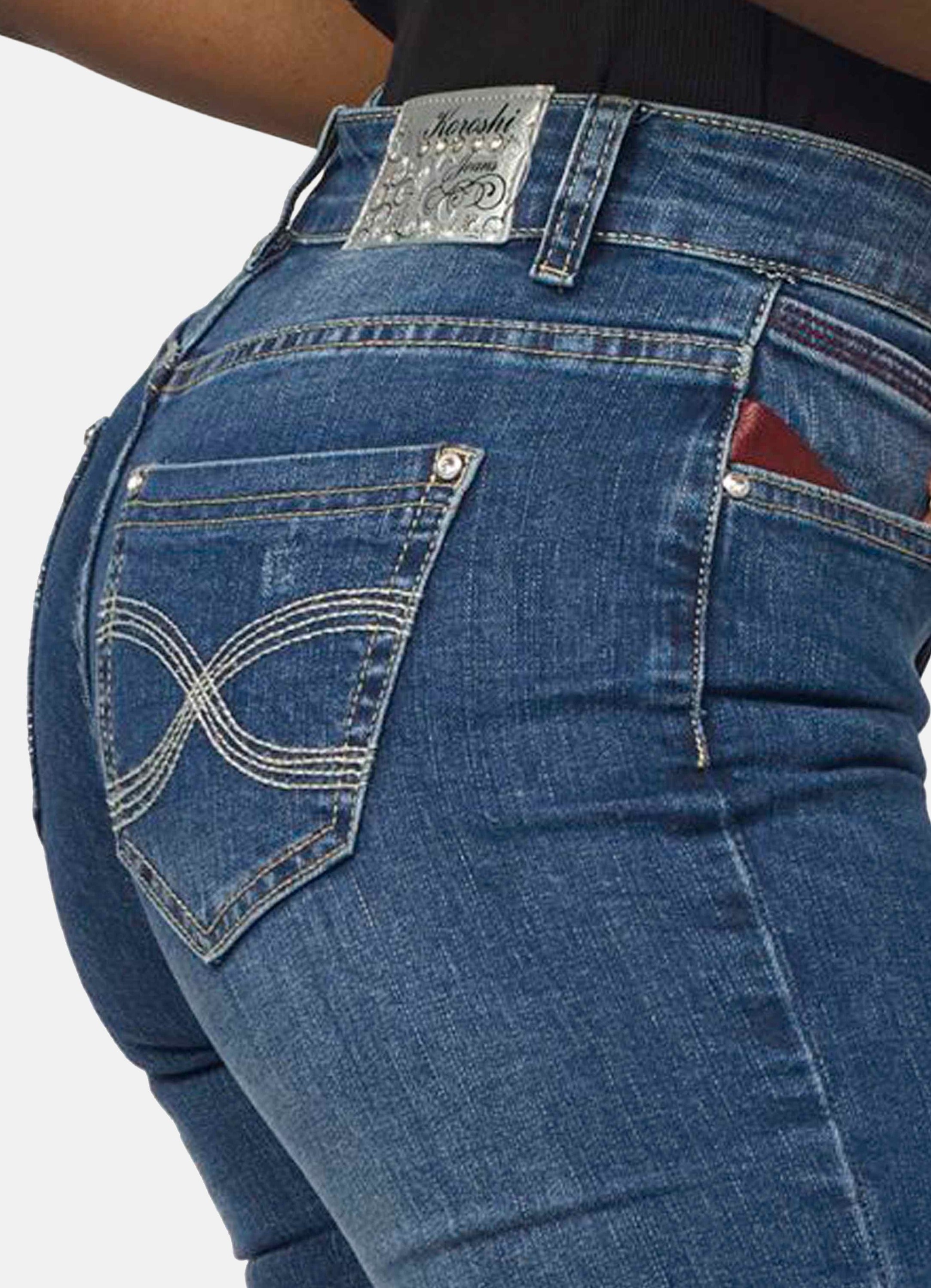 Pantalón Jeans Slim Mujer Detalle Rotos – Koroshi Azul Oscuro