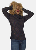 Sudadera Mujer Cuello Vuelto con Blonda – Koroshi Negro