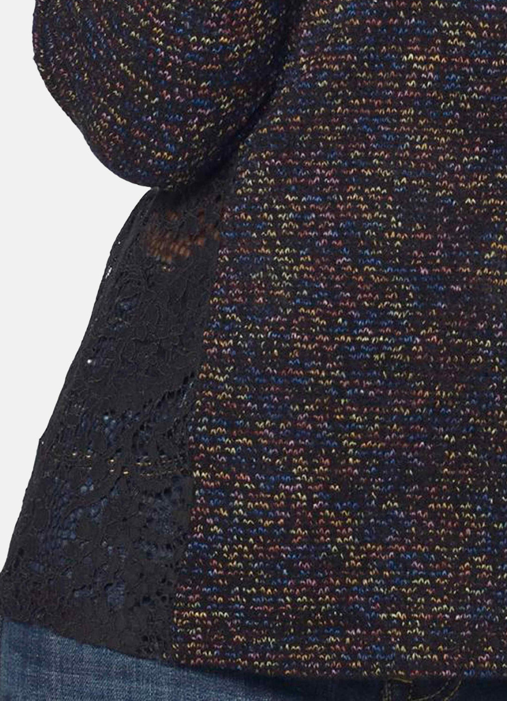 Sudadera Mujer Cuello Vuelto con Blonda – Koroshi Negro