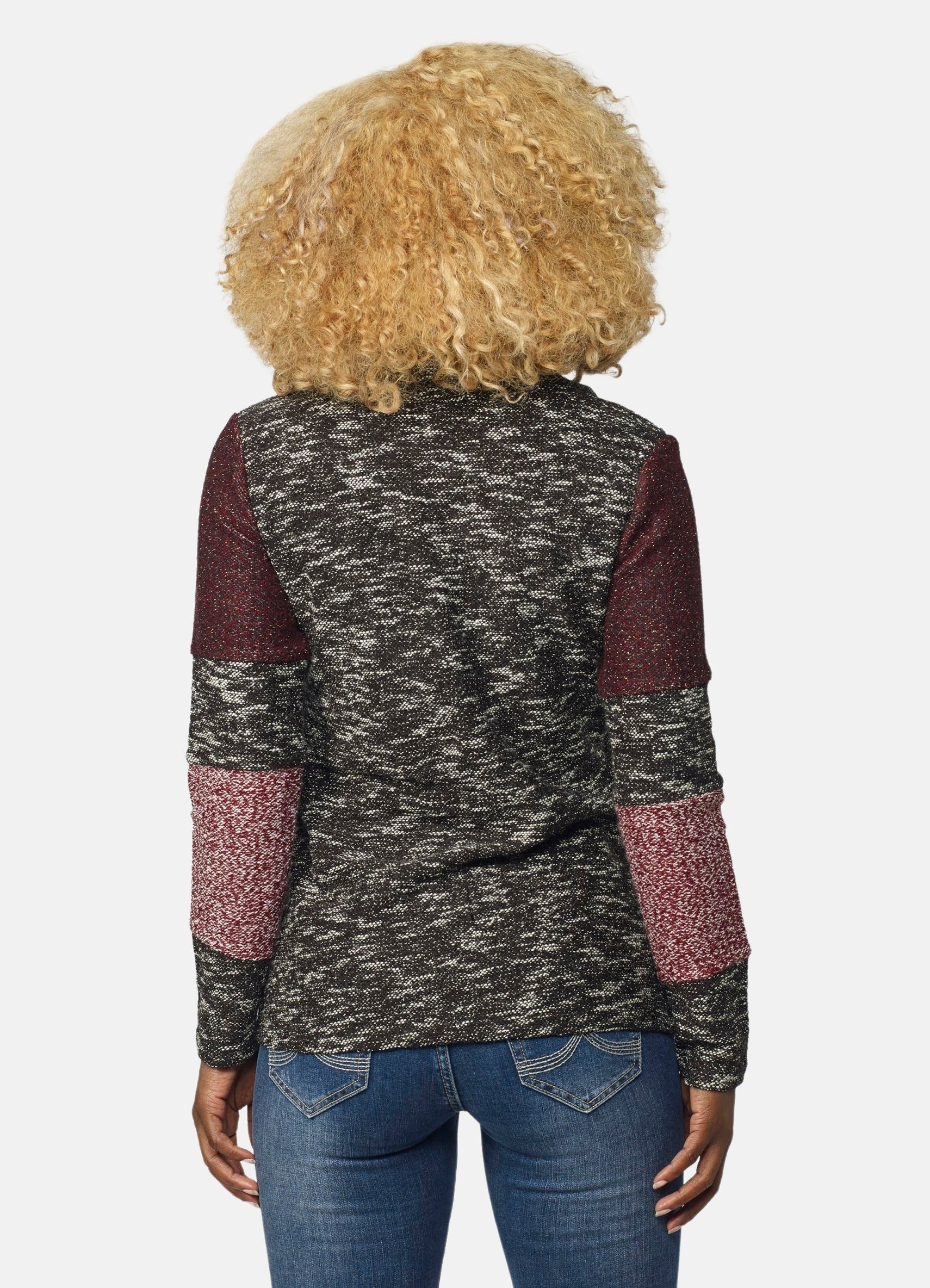Sudadera Mujer Cuello Vuelto Franjas Jaspeadas – Koroshi Rojo