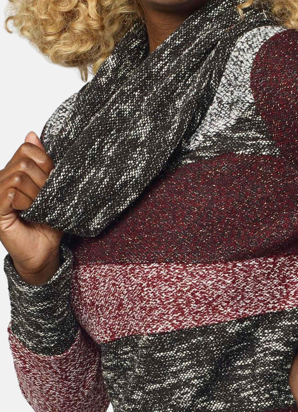 Sudadera Mujer Cuello Vuelto Franjas Jaspeadas – Koroshi Rojo
