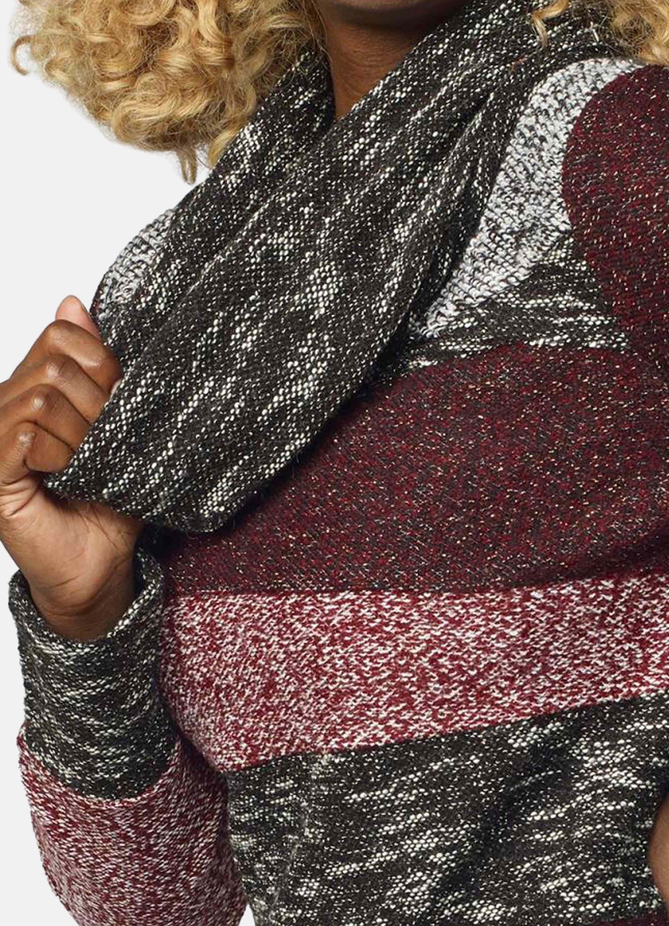 Sudadera Mujer Cuello Vuelto Franjas Jaspeadas – Koroshi Rojo